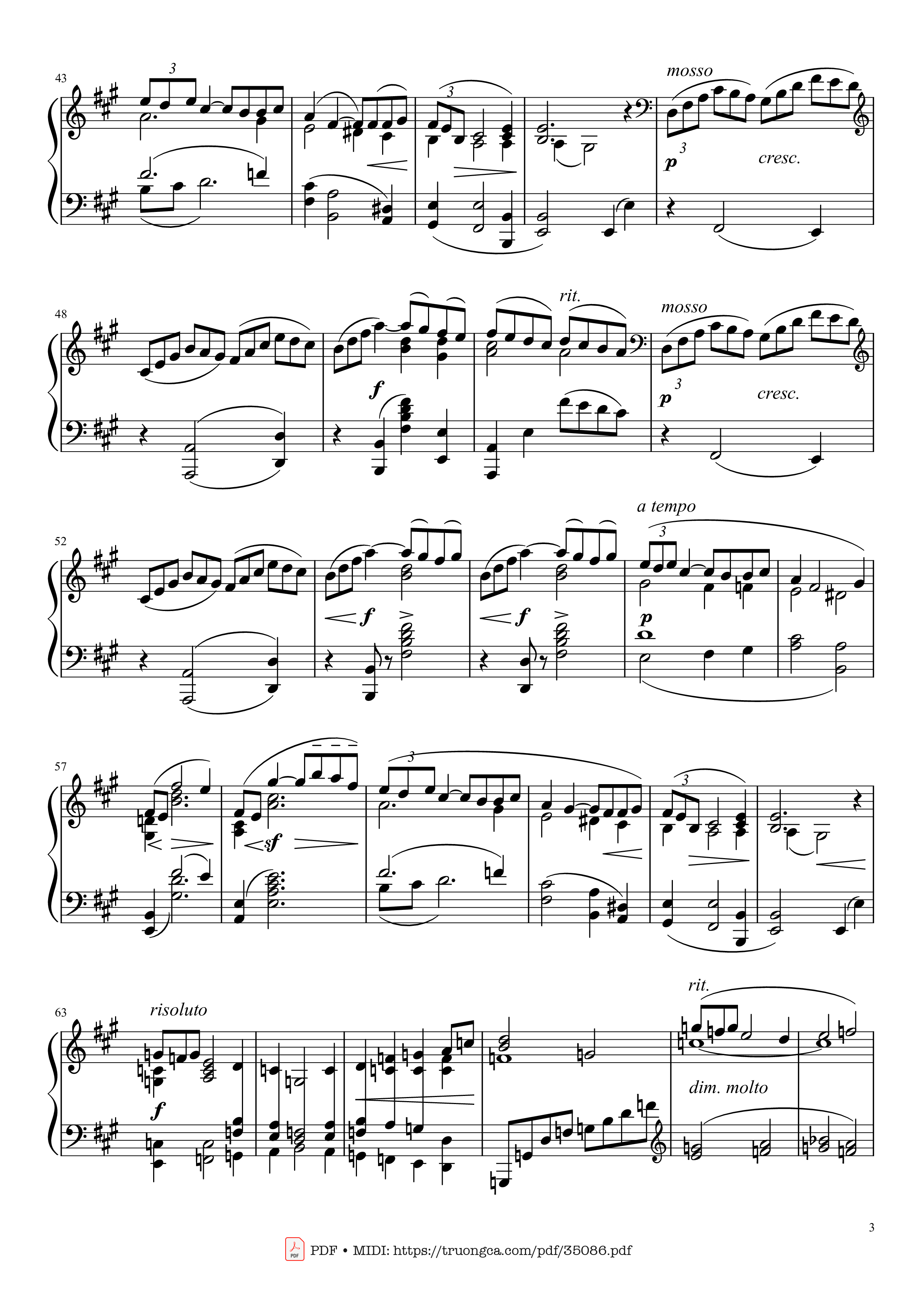 Page 3 of Sheet music PDF Arabesque L. 66 No. 1 in E Major - Claude Achille Debussy