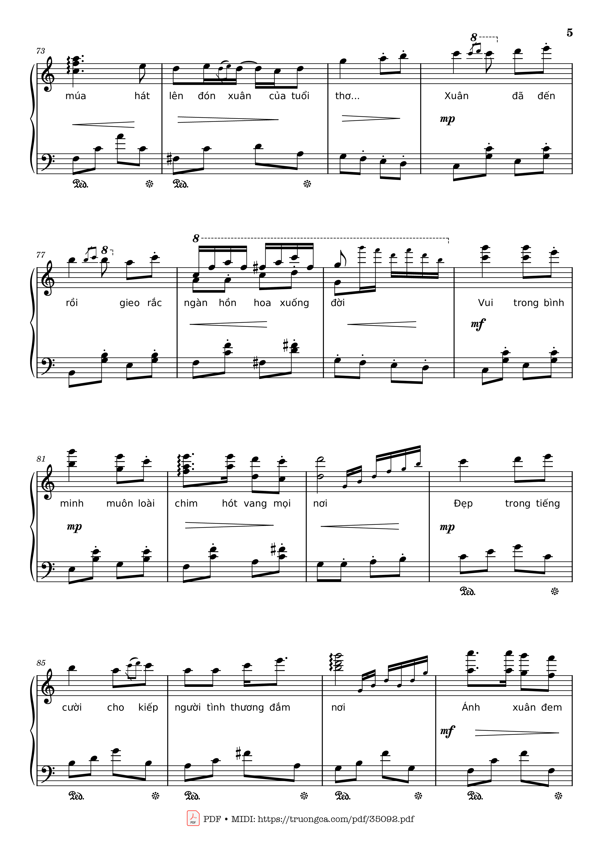 Page 5 of Sheet music PDF Piano Đón xuân Piano - Phạm Đình Chương