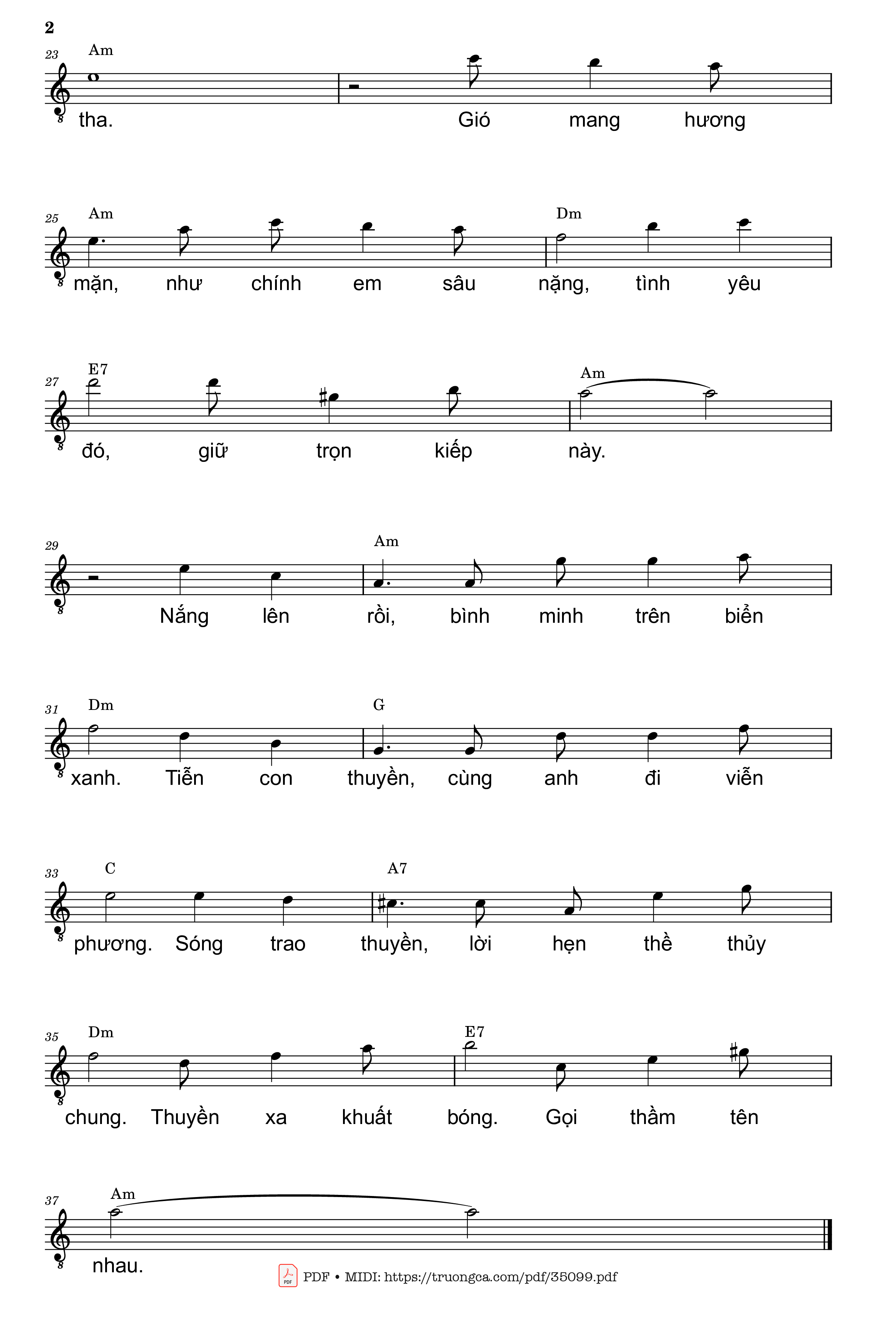 Page 2 of Sheet music PDF Biển gọi - Trần Liêu