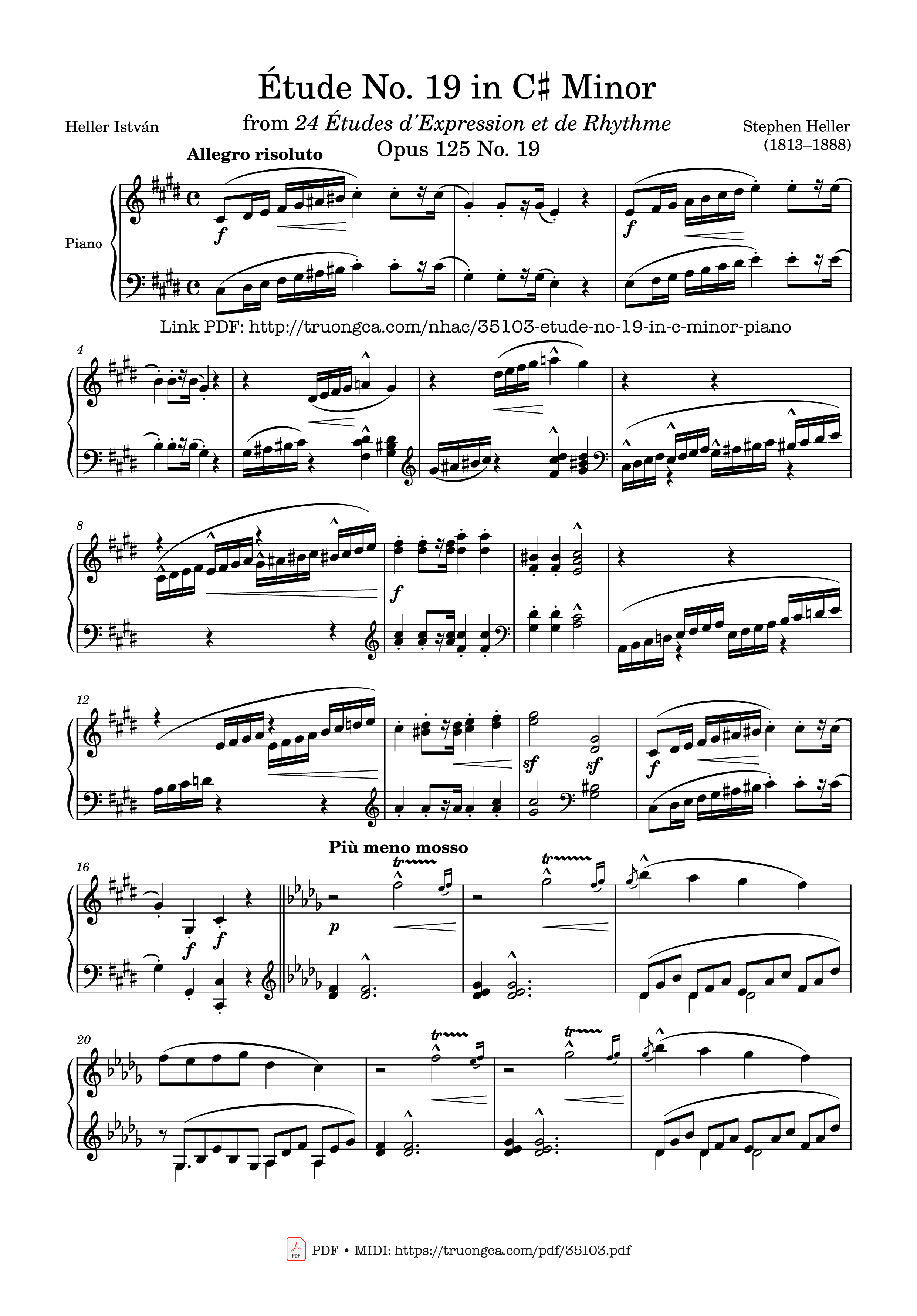 Sheet PDF of Étude No. 19 in C♯ Minor Piano