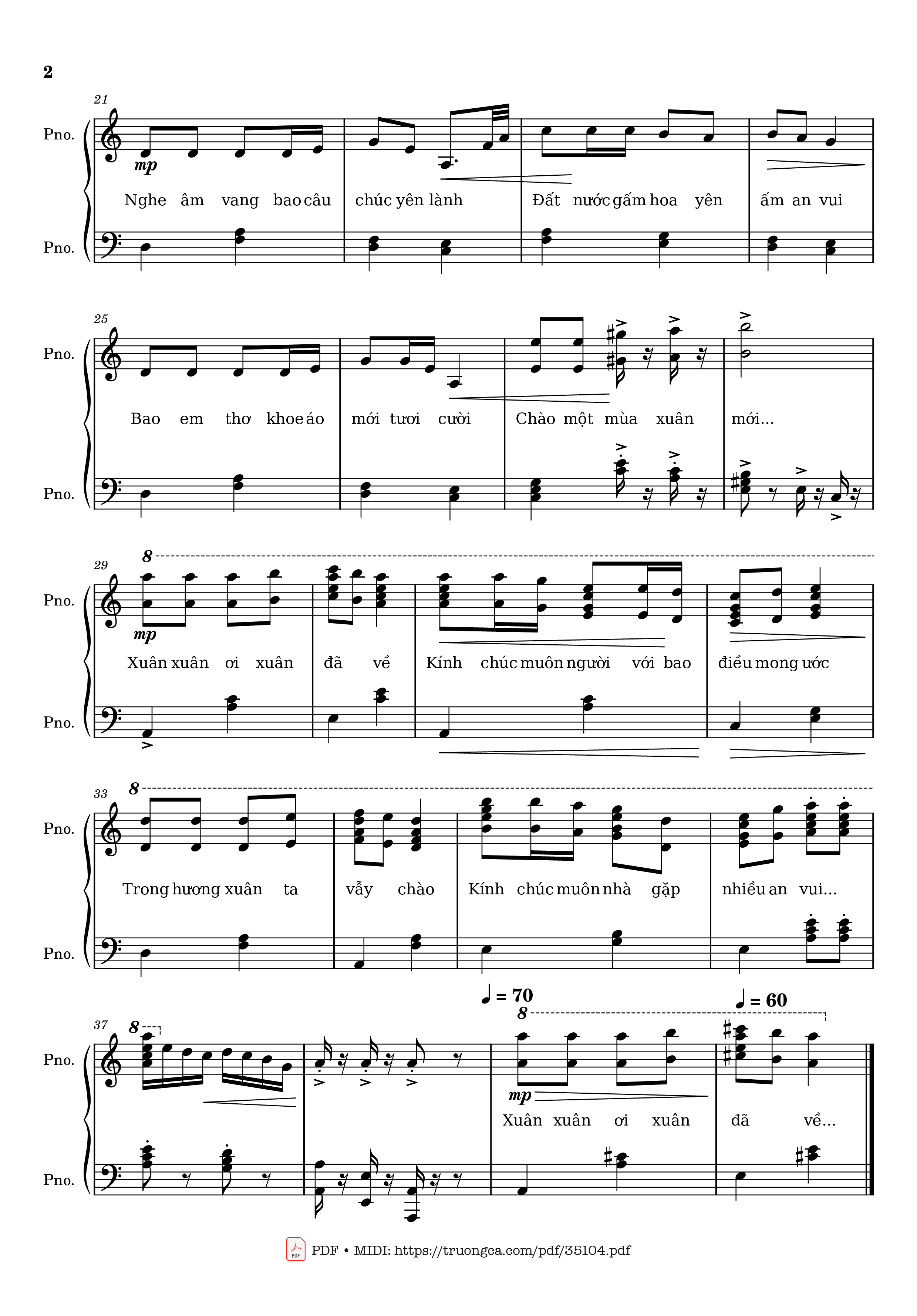 Page 2 of Sheet music PDF Mùa xuân ơi Piano (bản dễ) - Nguyễn Ngọc Thiện