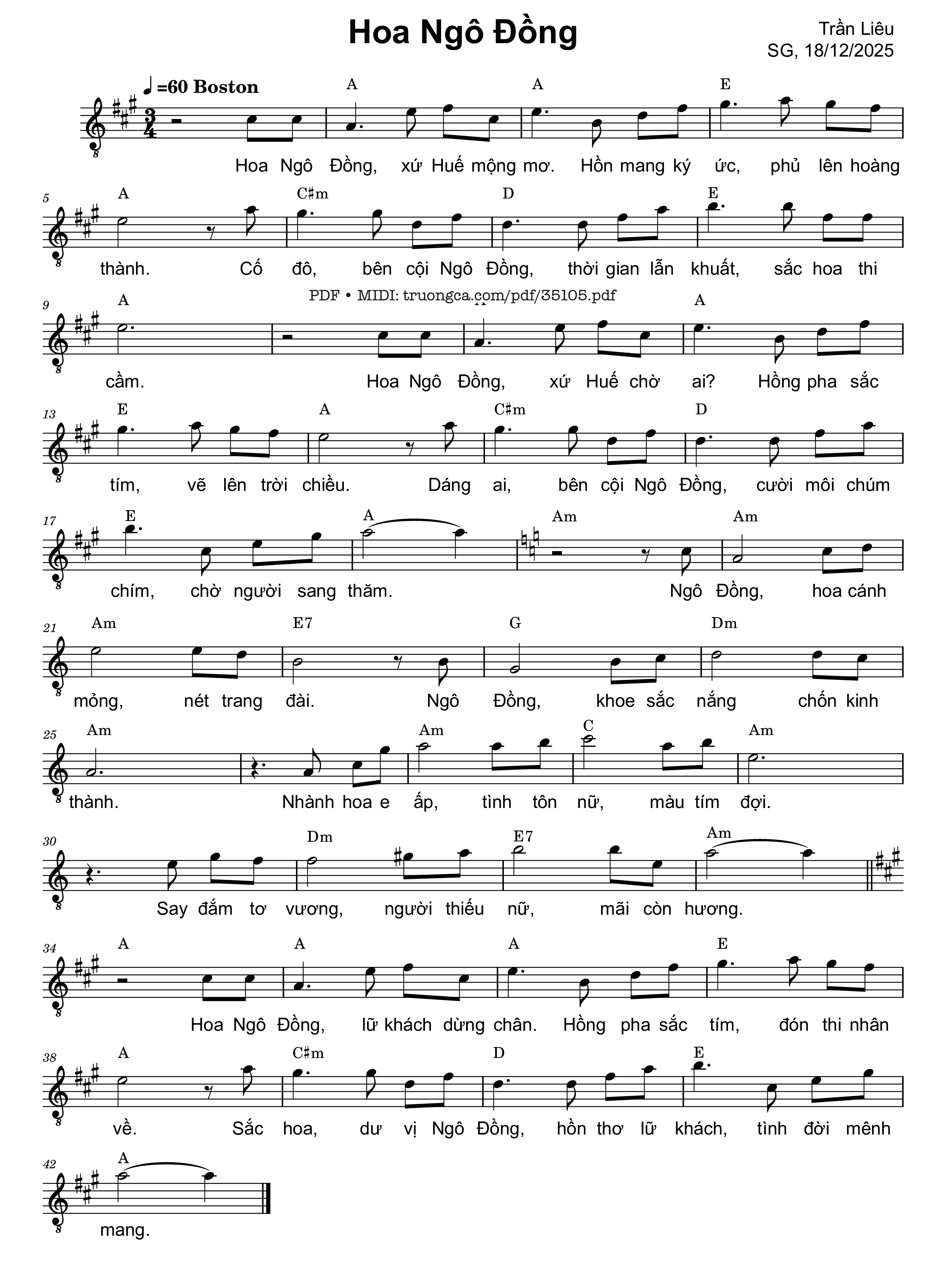 Page 1 of Sheet music PDF Hoa ngô đồng - Trần Liêu