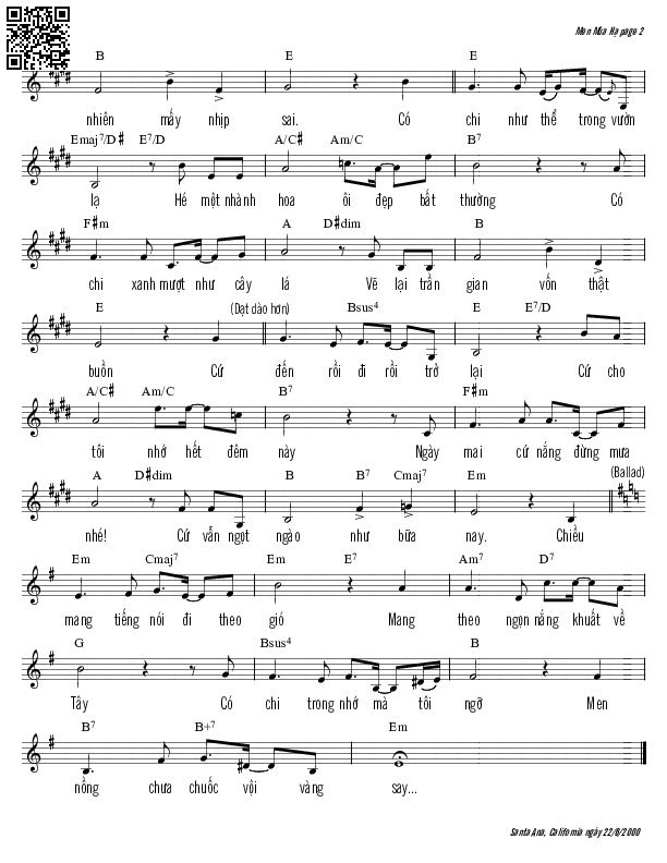Page 2 of Sheet music PDF Men mùa hạ - Trần Duy Đức
