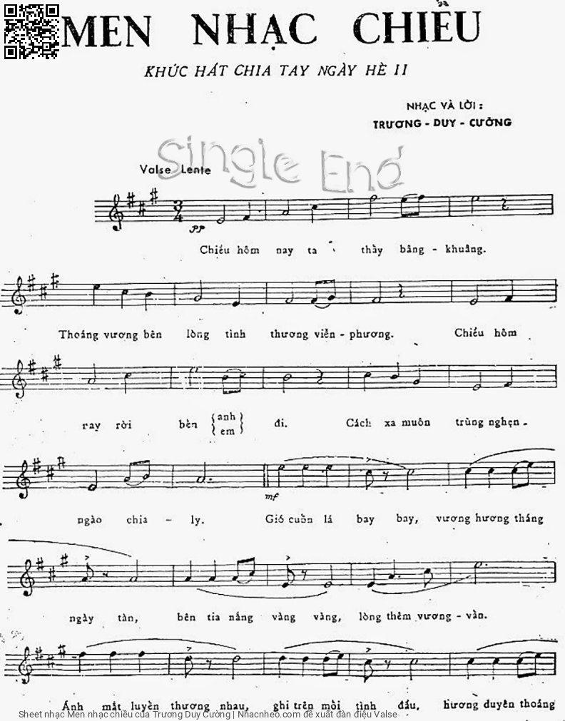 Sheet PDF of Men nhạc chiều