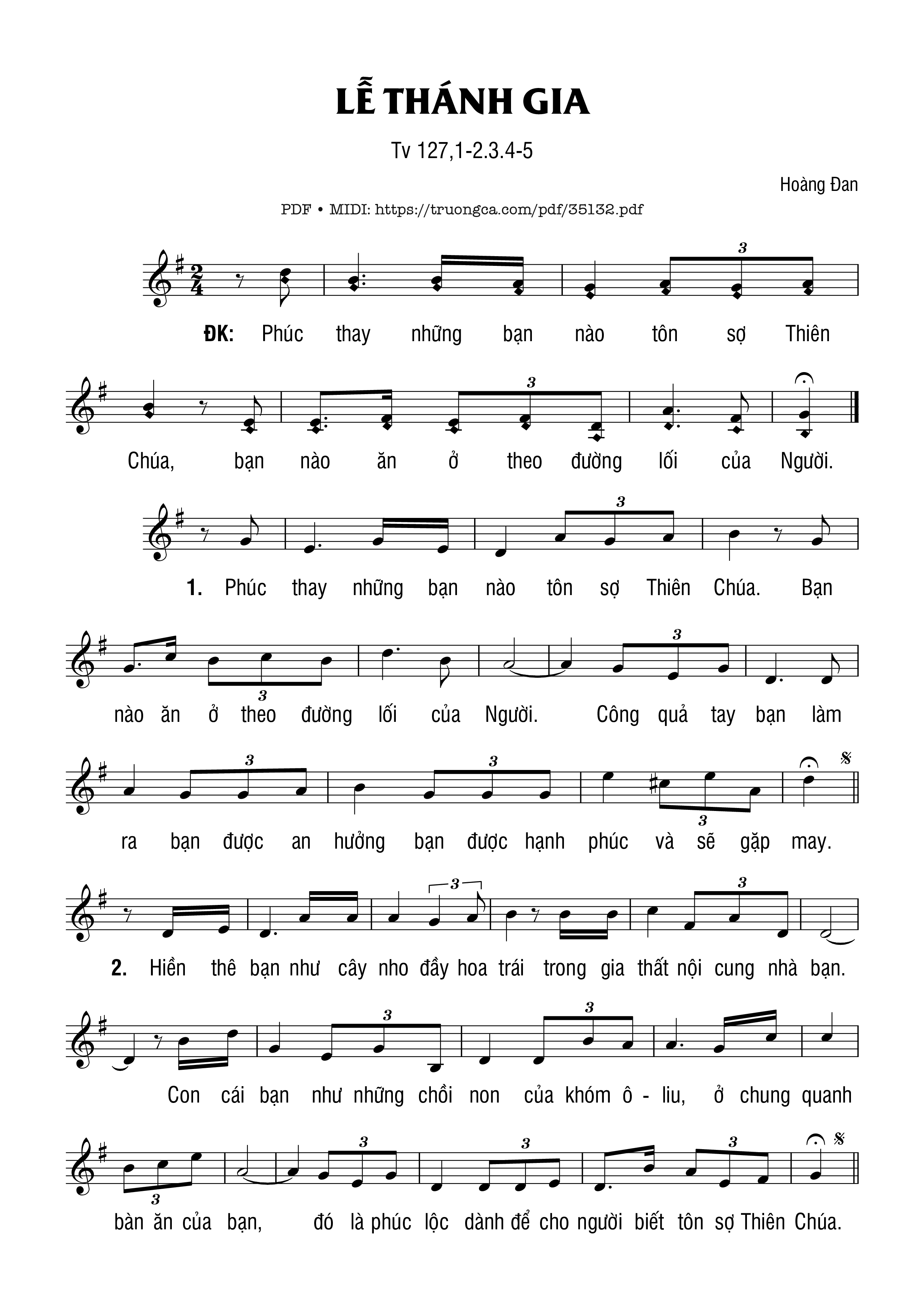 Page 1 of Sheet music PDF Thánh Vịnh 127, Lễ Thánh Gia - Hoàng Đan