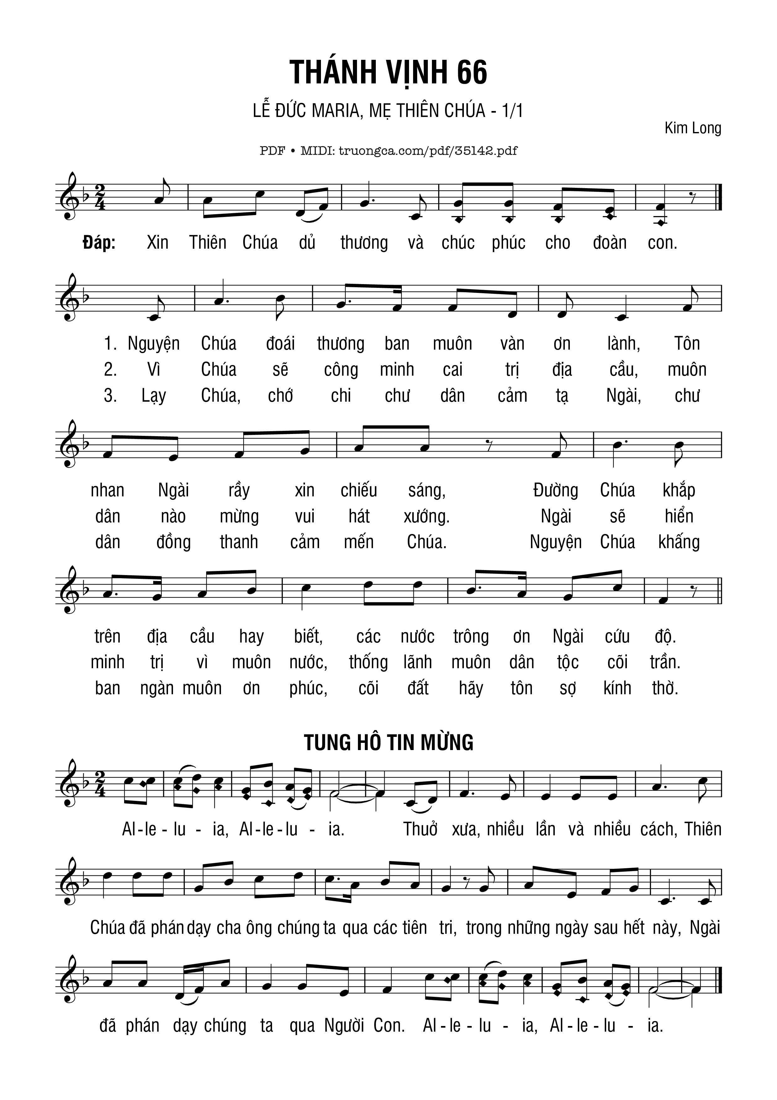 Page 1 of Sheet music PDF Lễ Đức Maria Mẹ Thiên Chúa (01.01) - Kim Long