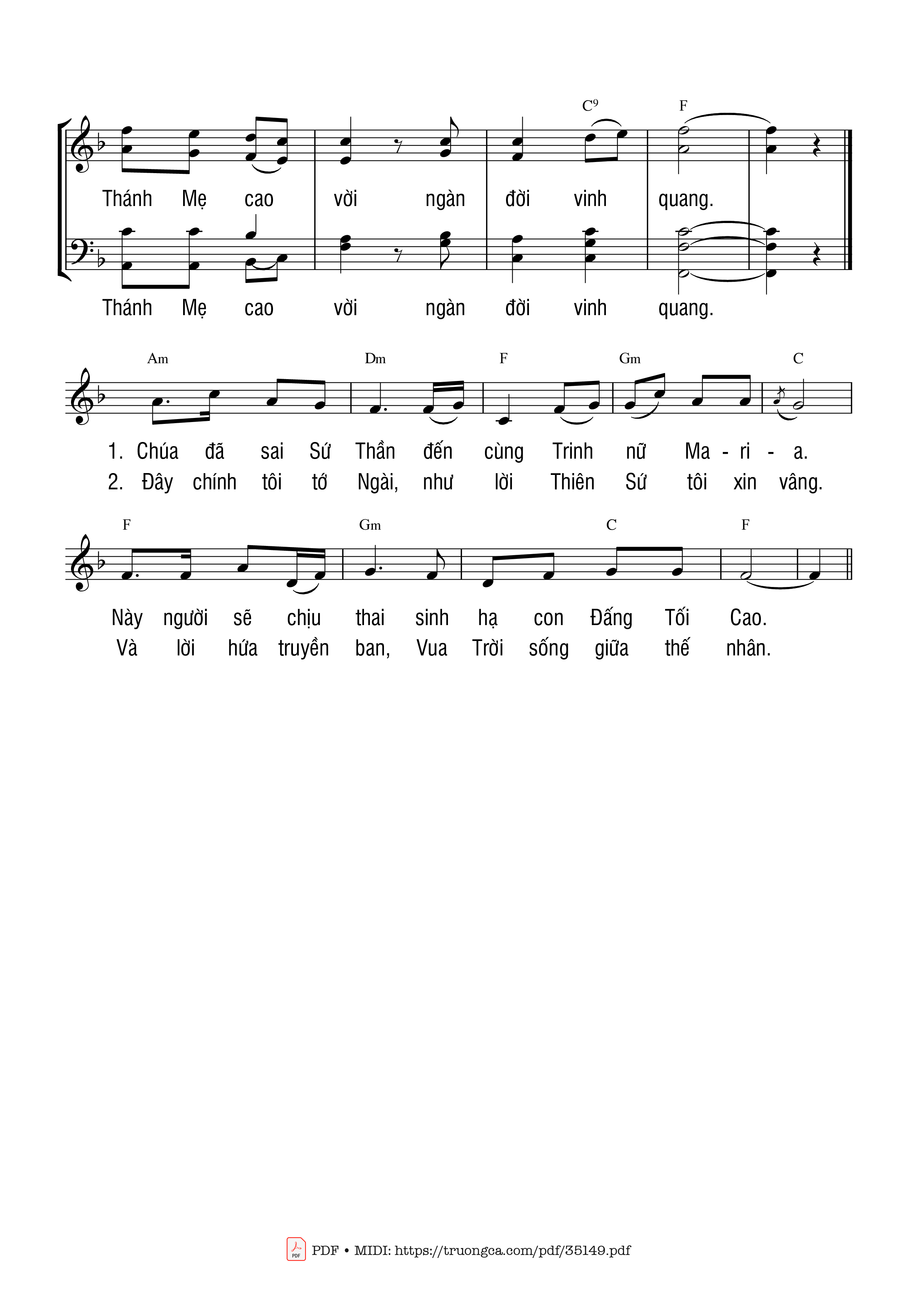 Page 2 of Sheet music PDF Kính Mừng - Ngọc Linh