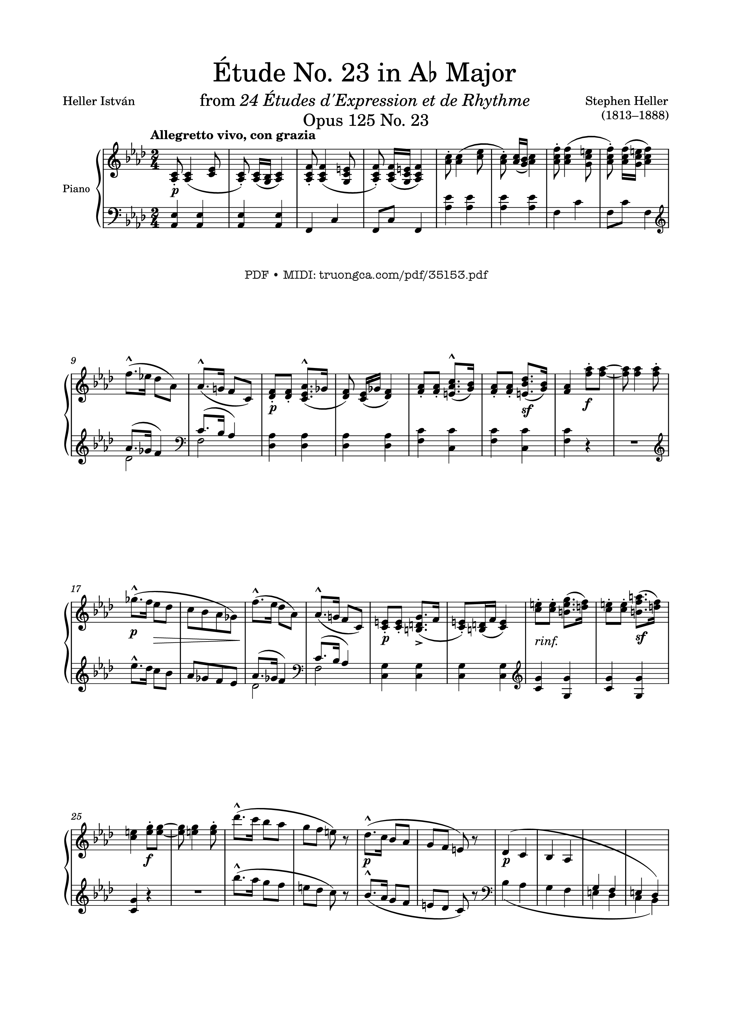 Page 1 of Sheet music PDF Piano Étude No. 23 in A♭ Major Piano - Stephen Heller