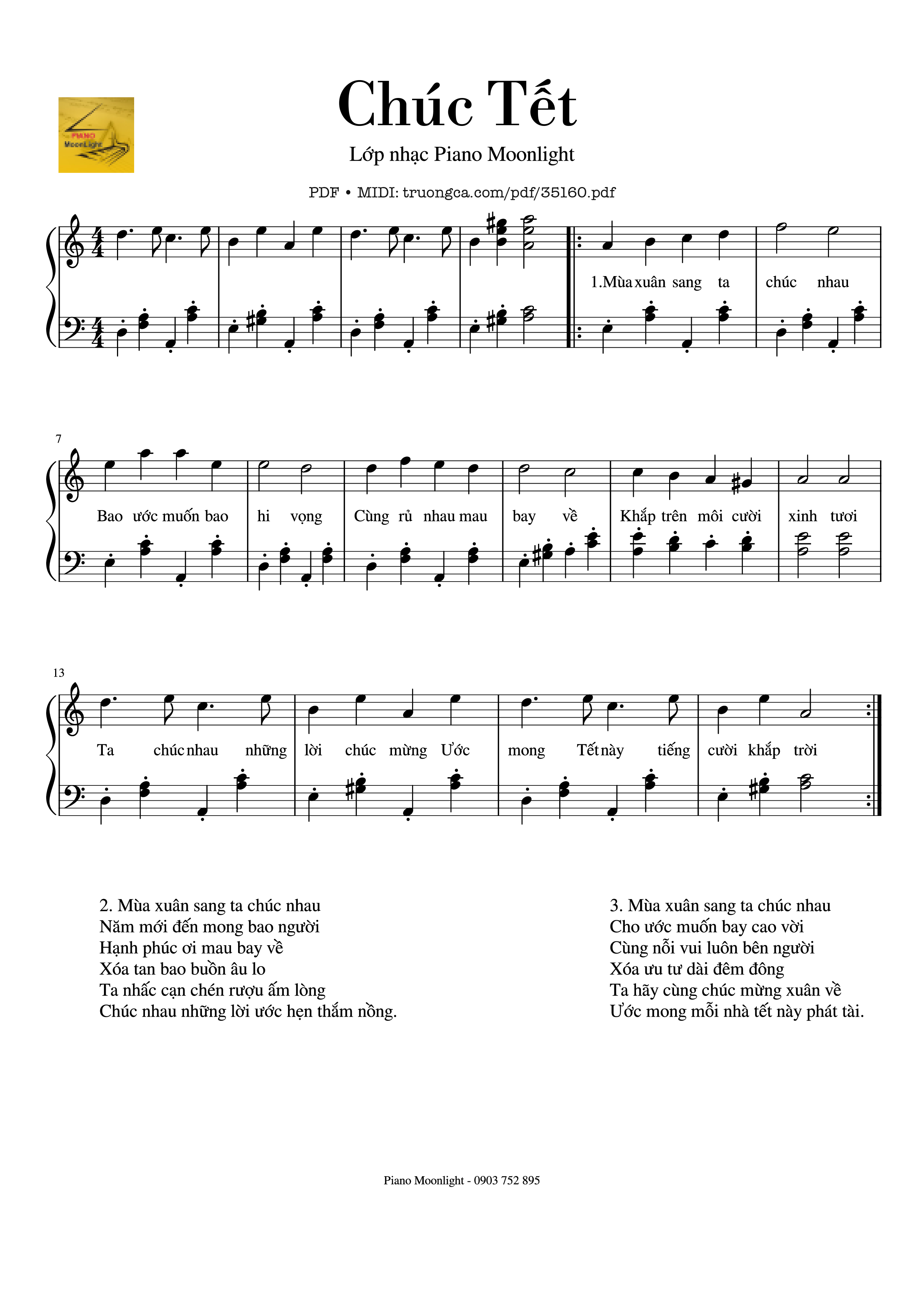 Page 1 of Sheet music PDF Piano Chúc Tết Piano EASY - Nguyễn Ngọc Thiện