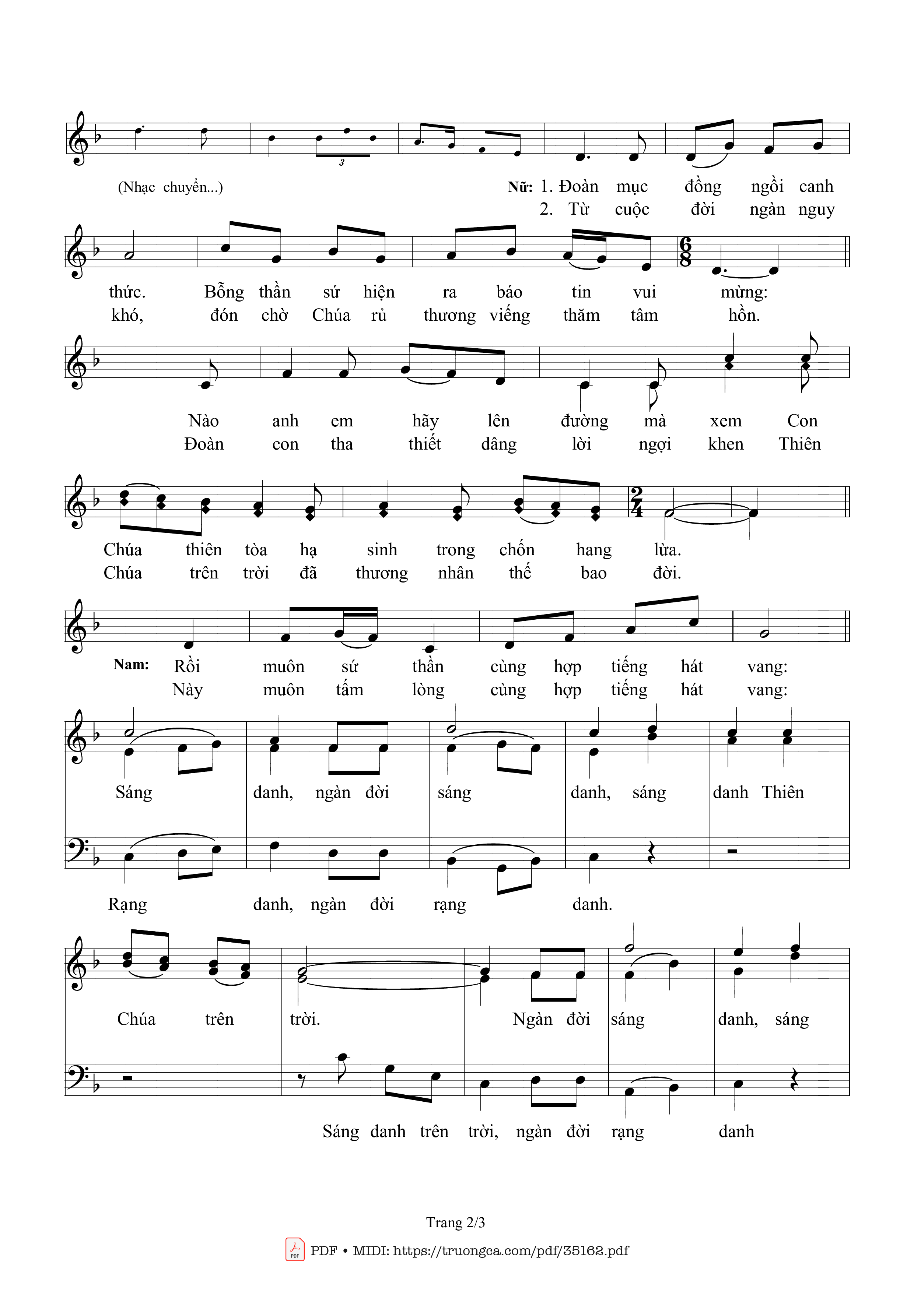 Page 2 of Sheet music PDF Trong Cánh Đồng Bêlem - Kim Long