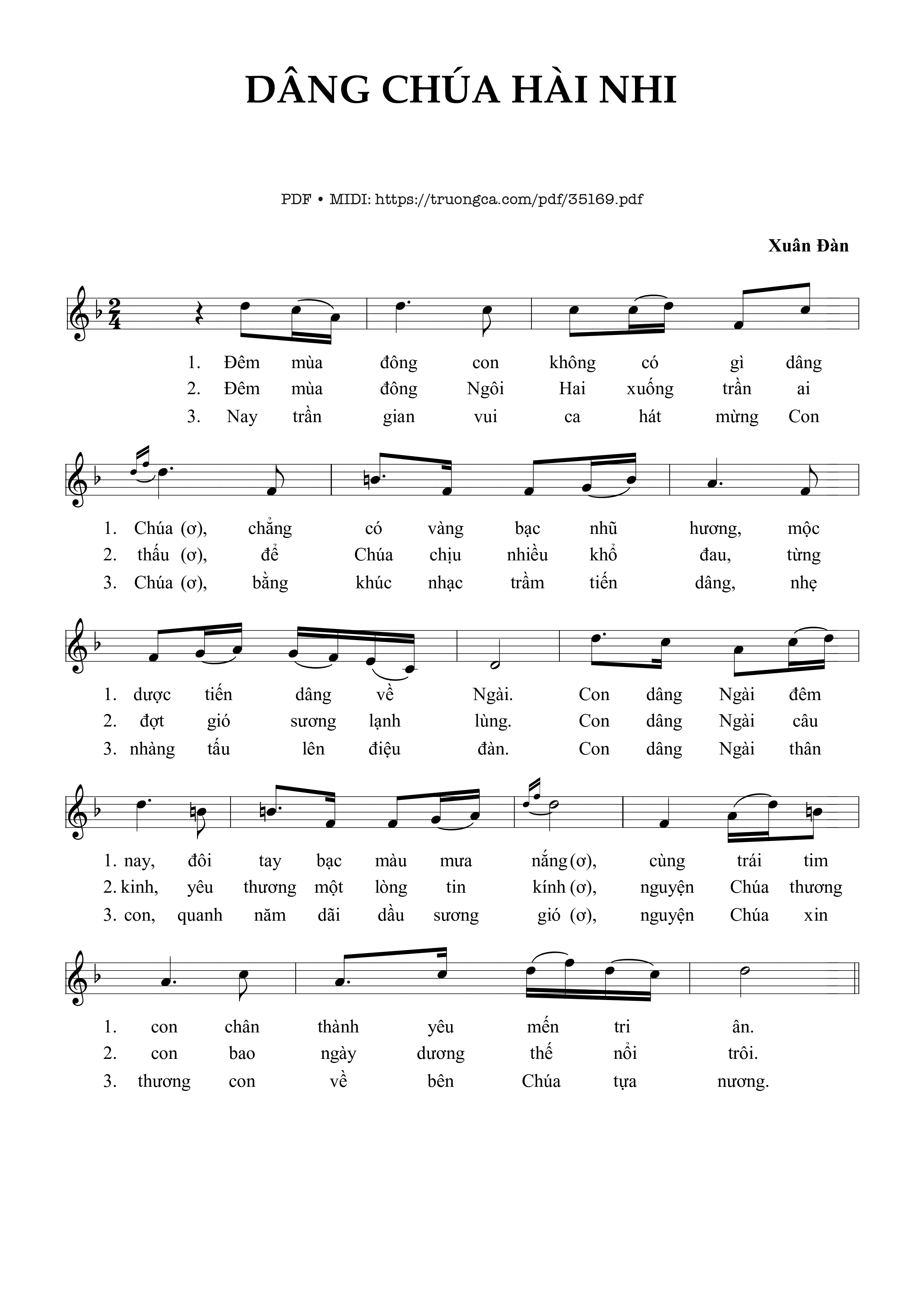 Page 1 of Sheet music PDF Dâng Chúa Hài Nhi - Xuân Đàn