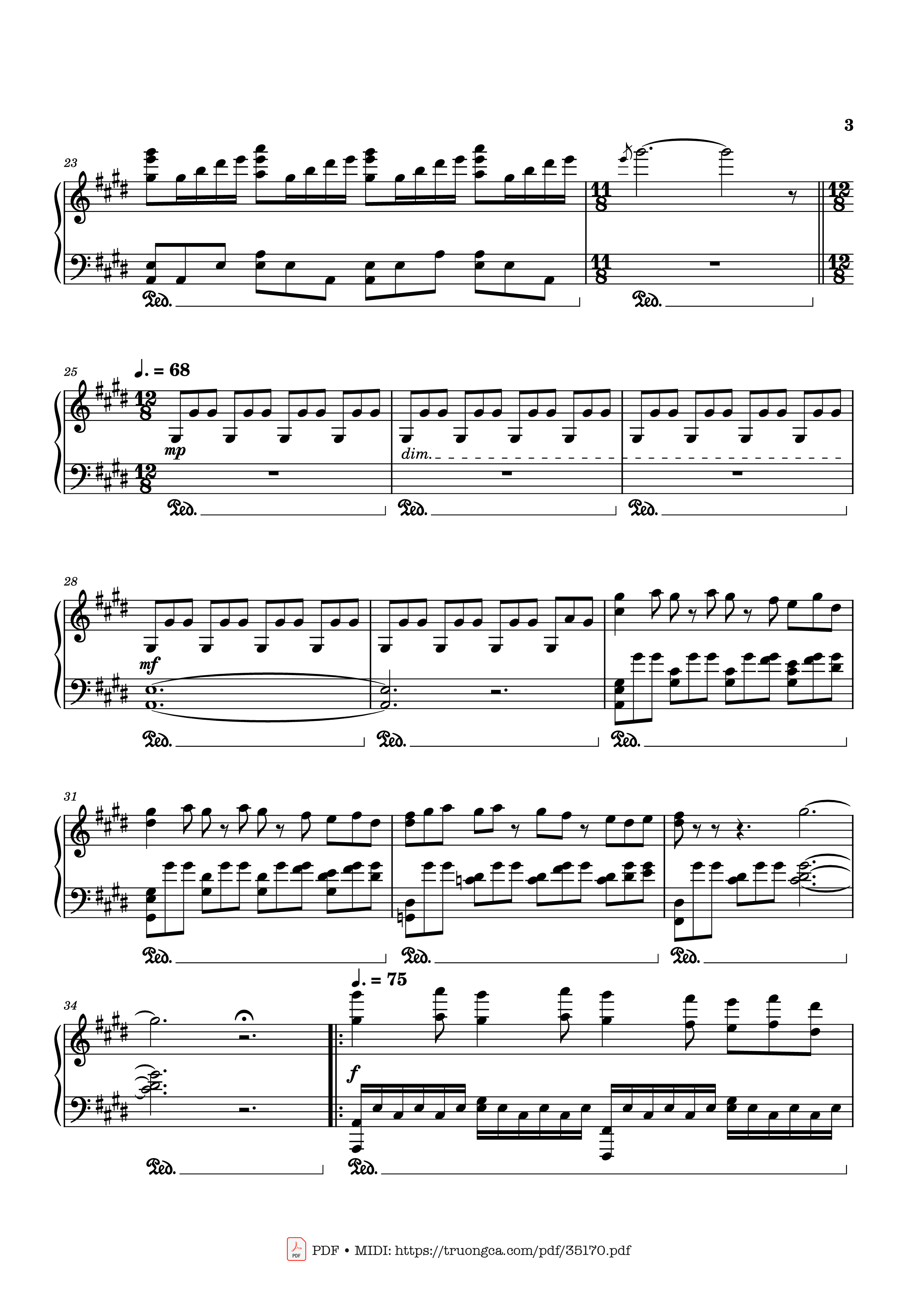 Page 3 of Sheet music PDF Piano In the pool, Chainsaw Man, Reze Arc OST - Kensuke Ushio
