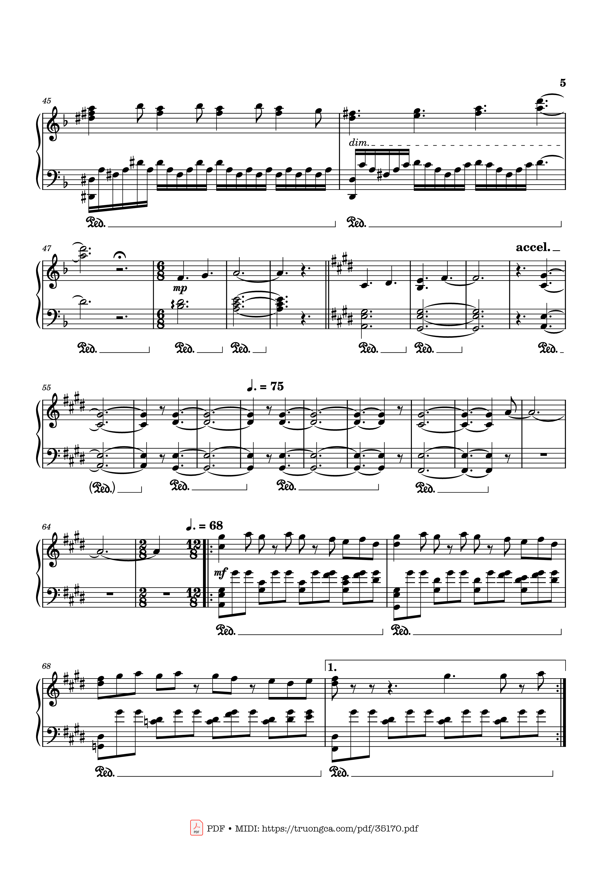 Page 5 of Sheet music PDF Piano In the pool, Chainsaw Man, Reze Arc OST - Kensuke Ushio