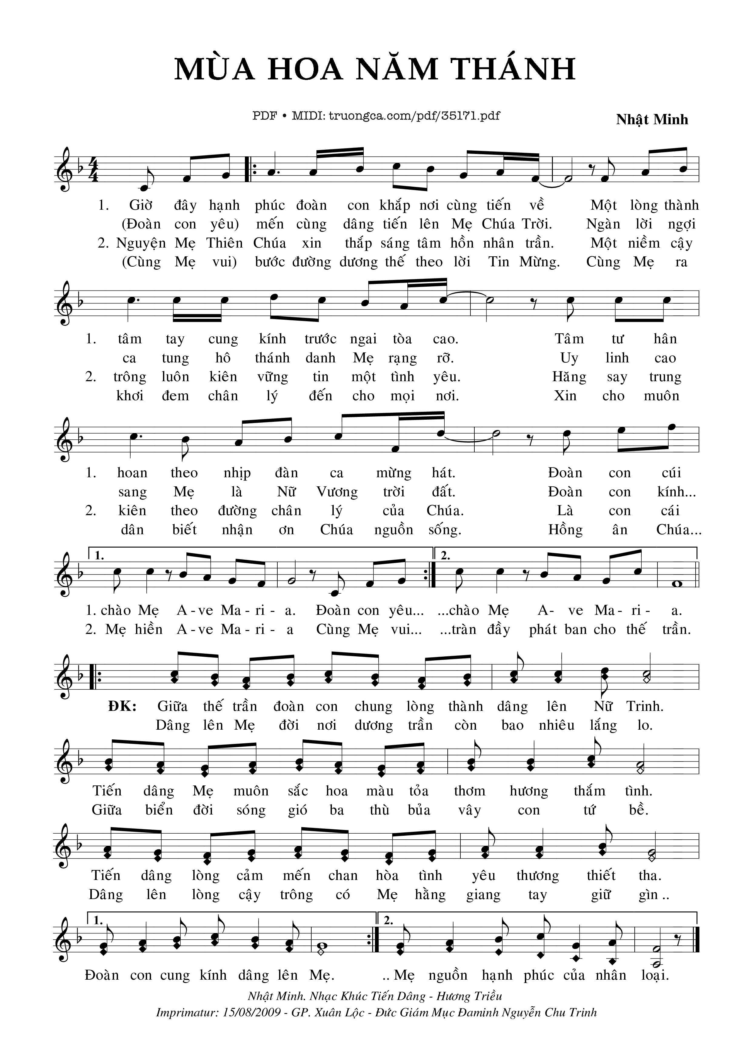 Page 1 of Sheet music PDF Mùa Hoa Năm Thánh - Nhạt Minh