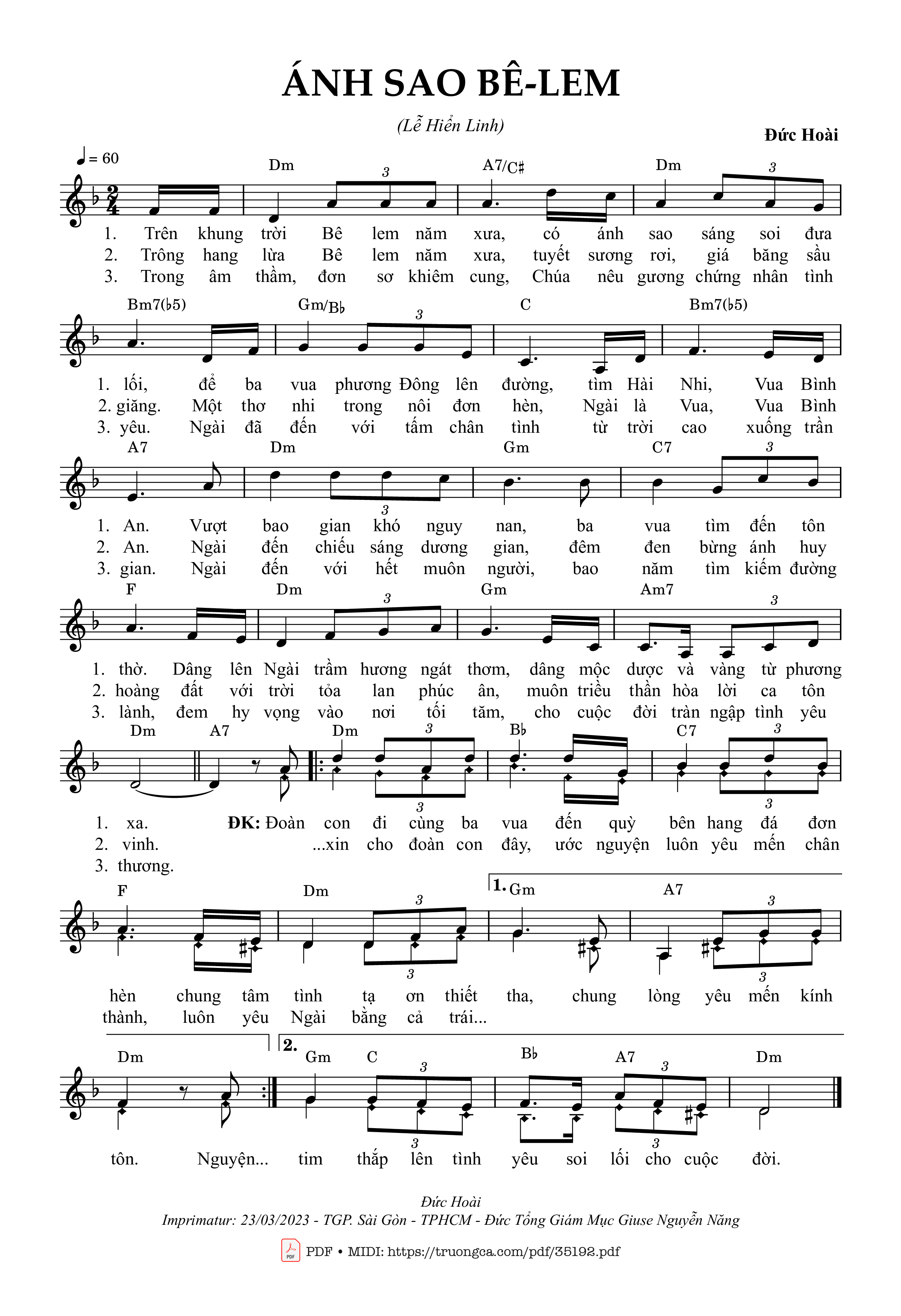 Page 1 of Sheet music PDF Ánh Sao Bêlem - Đức Hoài