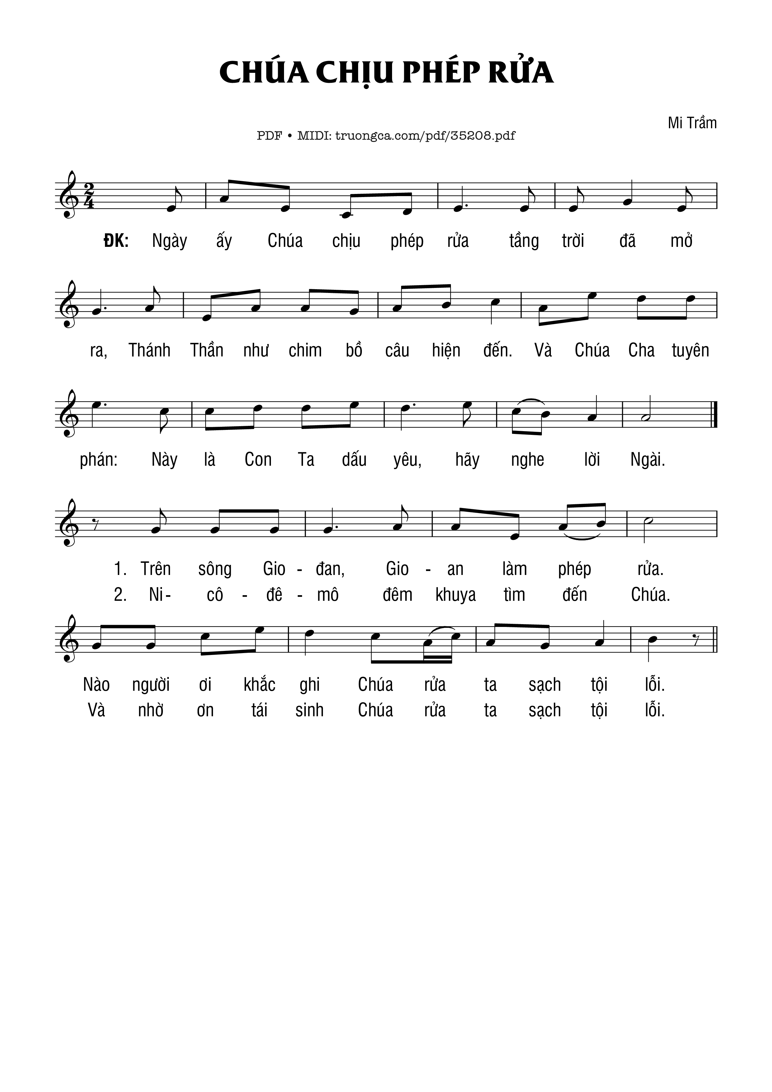 Kính Chúa  mprimatur GP Nha Trang  Ngày ấy Chúa chịu phép rửa tầng trời đã mở ra, Trang 1