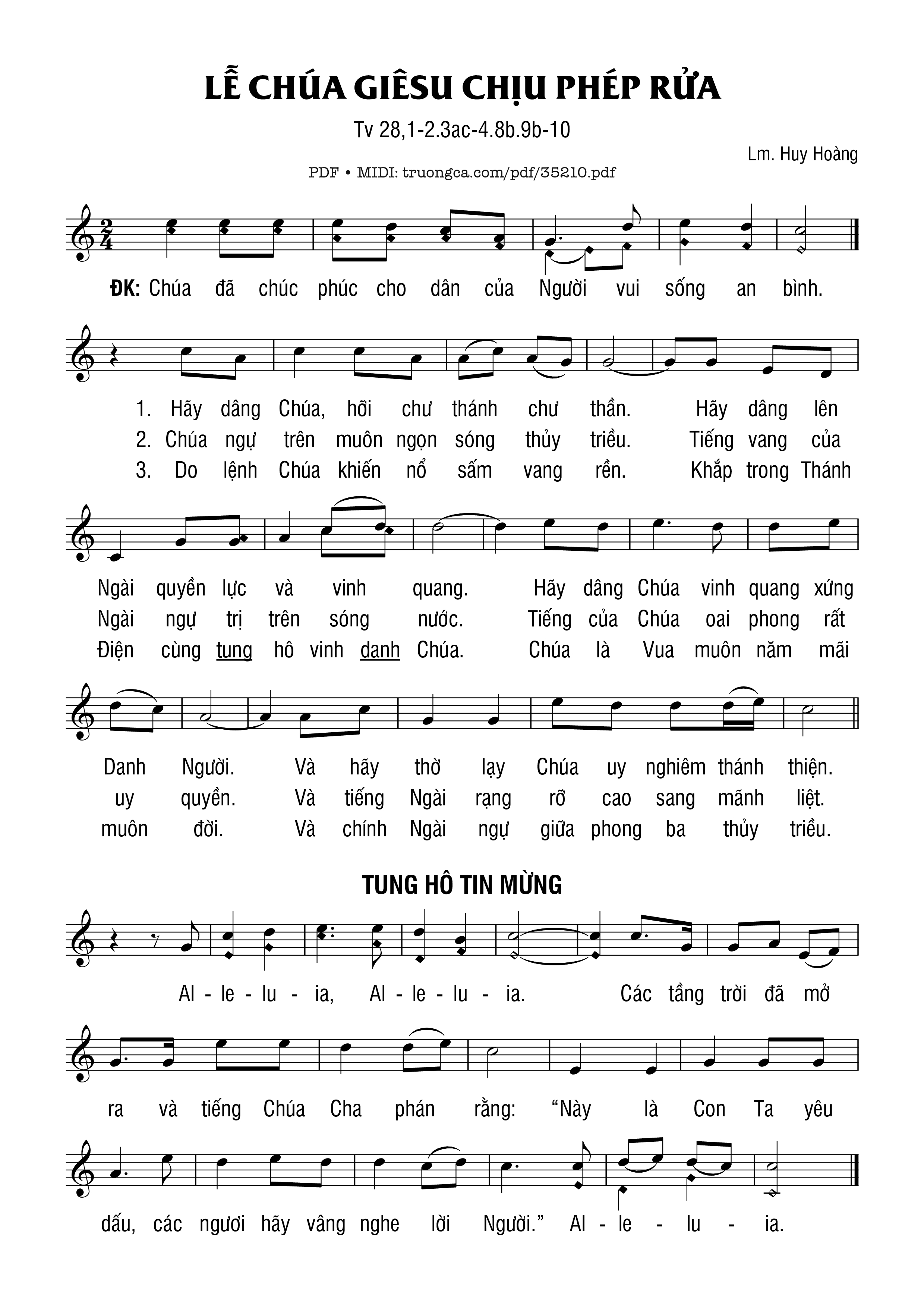 Page 1 of Sheet music PDF Thánh Vịnh 28, Lễ Chúa Giêsu Chịu Phép Rửa - Huy Hoàng
