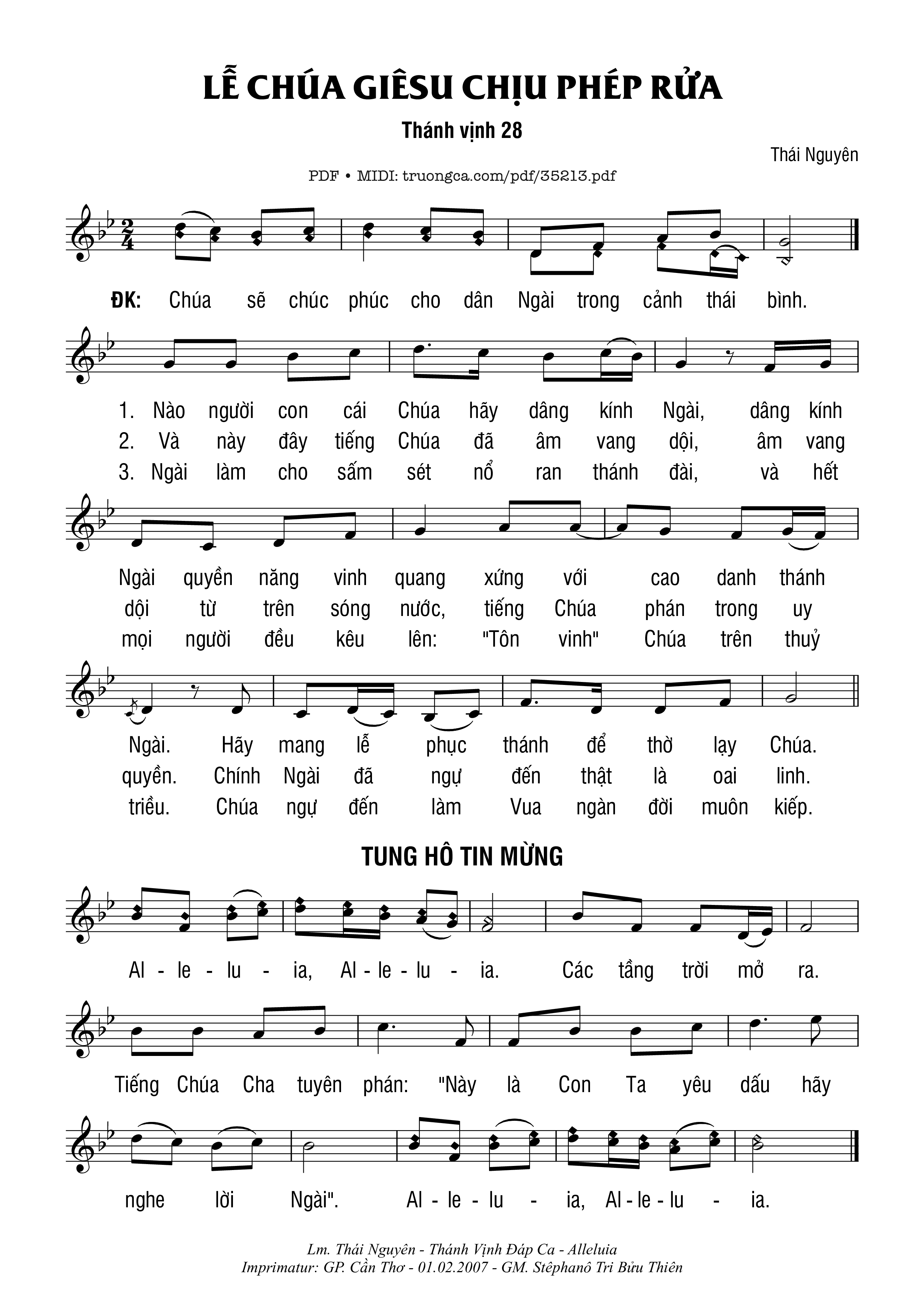Page 1 of Sheet music PDF Thánh Vịnh 28, Lễ Chúa Giêsu Chịu Phép Rửa - Thái Nguyên