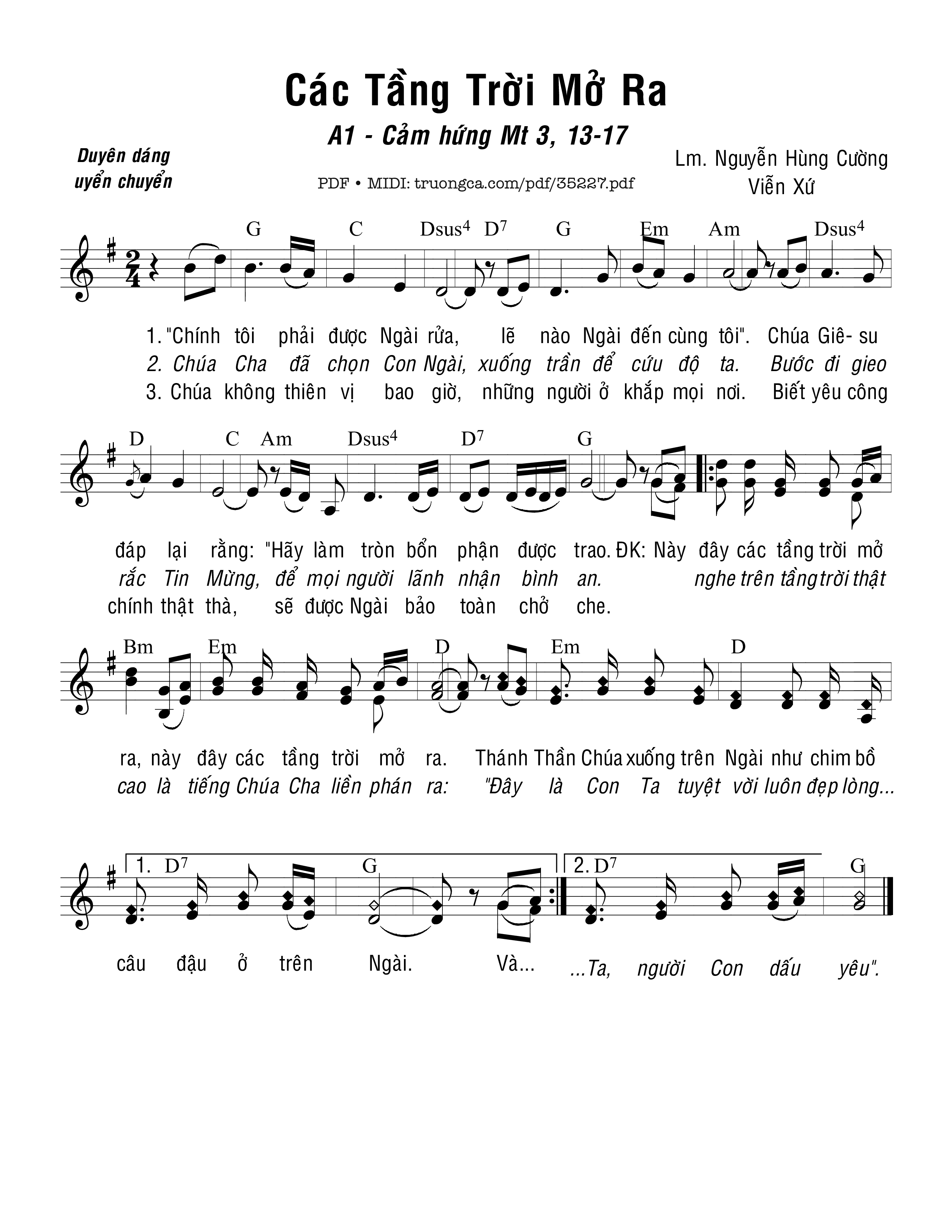 Page 1 of Sheet music PDF Các Tầng Trời Mở Ra - Nguyễn Hùng Cường &Amp; Viễn Xứ