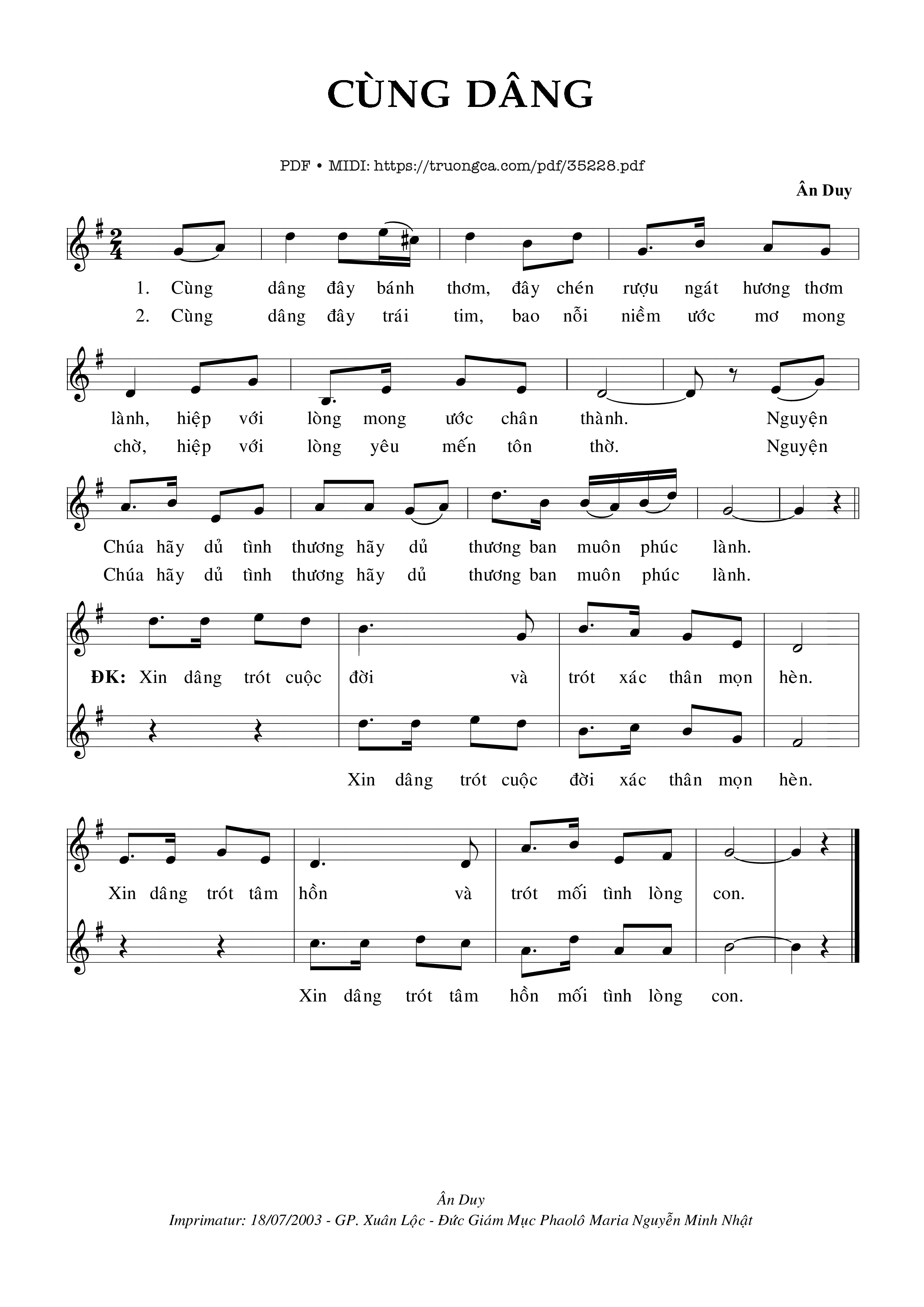 Page 1 of Sheet music PDF Cùng Dâng - Ân Duy