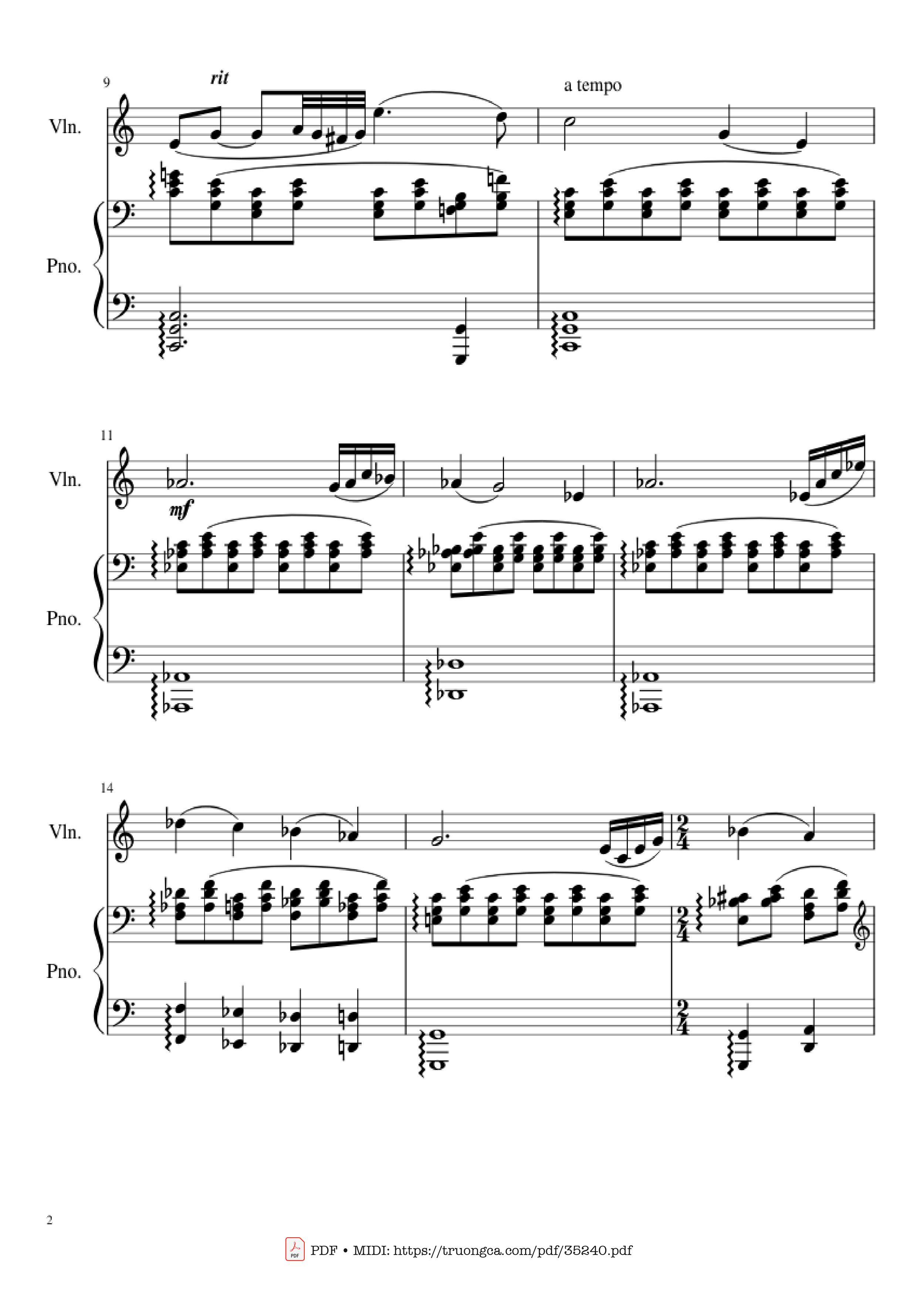 Page 2 of Sheet music PDF Piano Shostakovich Romance (From The Gadfly) Piano & Violin - Dmitri Shostakovich