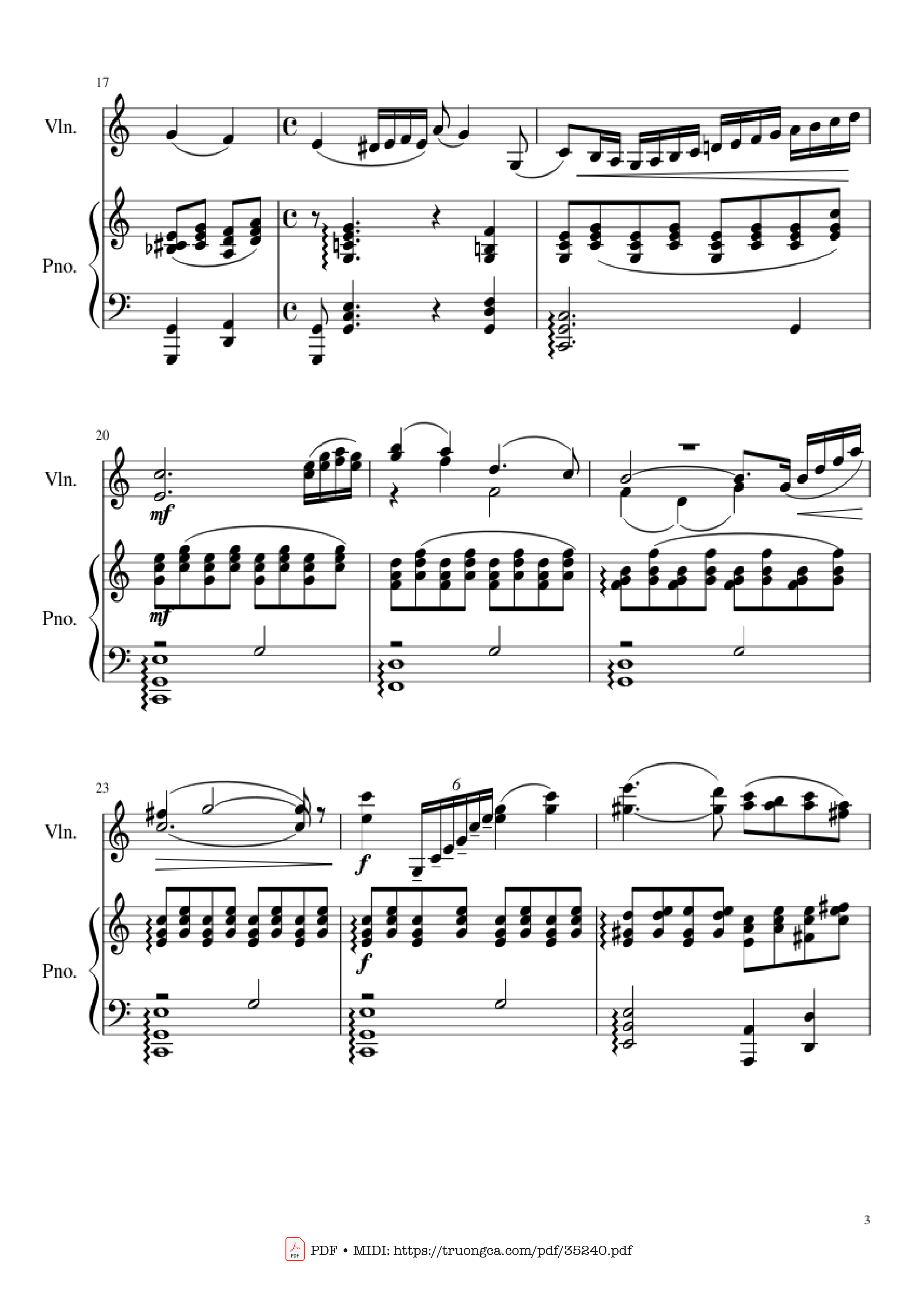 Page 3 of Sheet music PDF Piano Shostakovich Romance (From The Gadfly) Piano & Violin - Dmitri Shostakovich