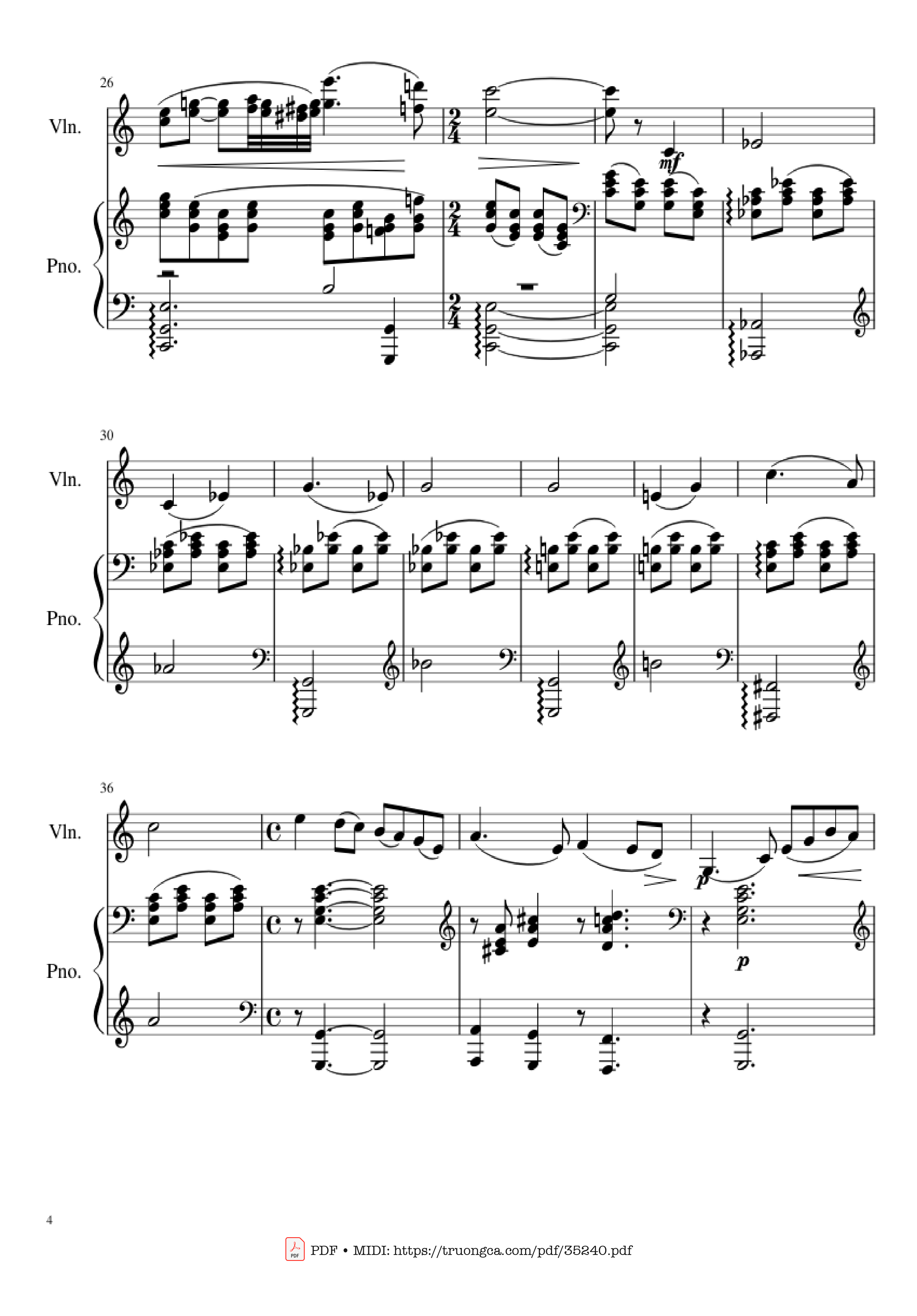 Page 4 of Sheet music PDF Piano Shostakovich Romance (From The Gadfly) Piano & Violin - Dmitri Shostakovich