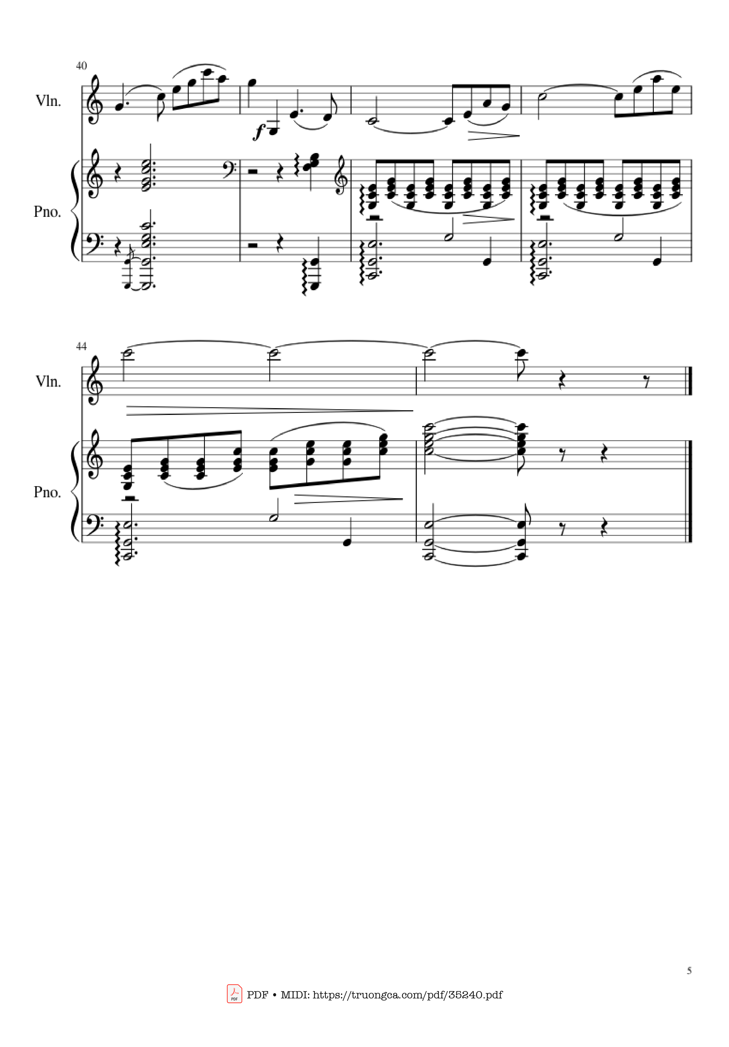 Page 5 of Sheet music PDF Piano Shostakovich Romance (From The Gadfly) Piano & Violin - Dmitri Shostakovich