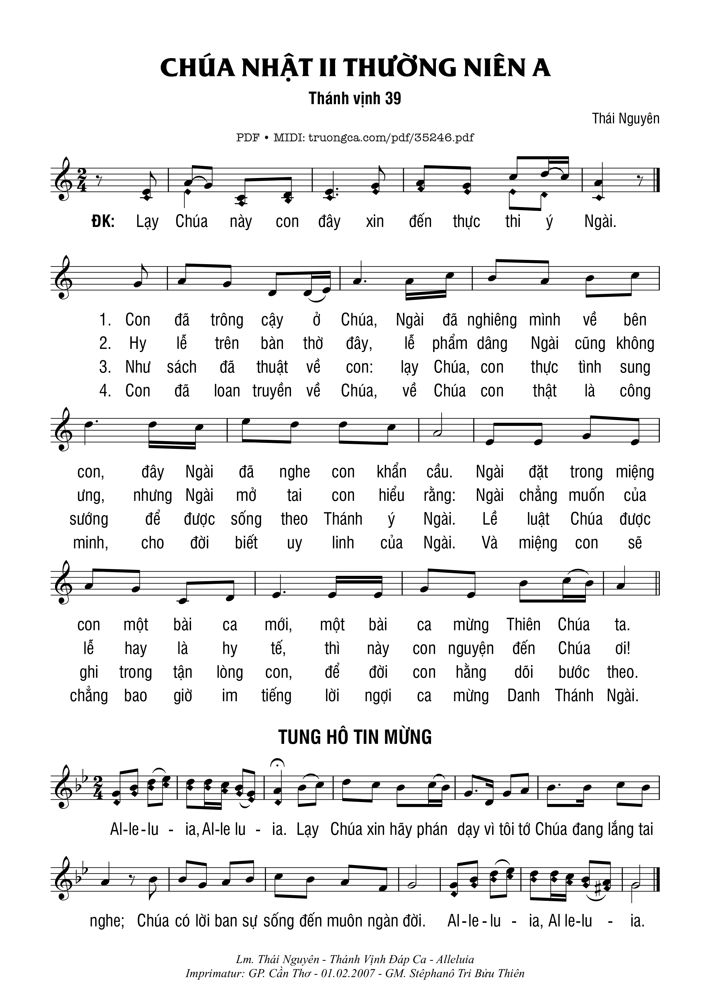 Page 1 of Sheet music PDF Thánh Vịnh 39, Chúa Nhật 2A Thường Niên - Thái Nguyên