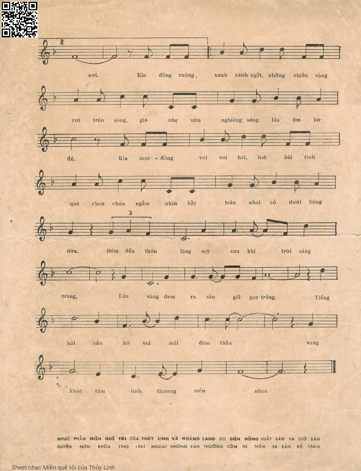 Page 3 of Sheet music PDF Miền quê tôi - Thùy Linh