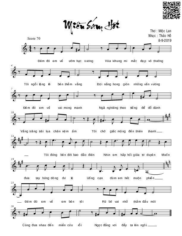 Page 2 of Sheet music PDF Miền sám hối - Thảo Hồ