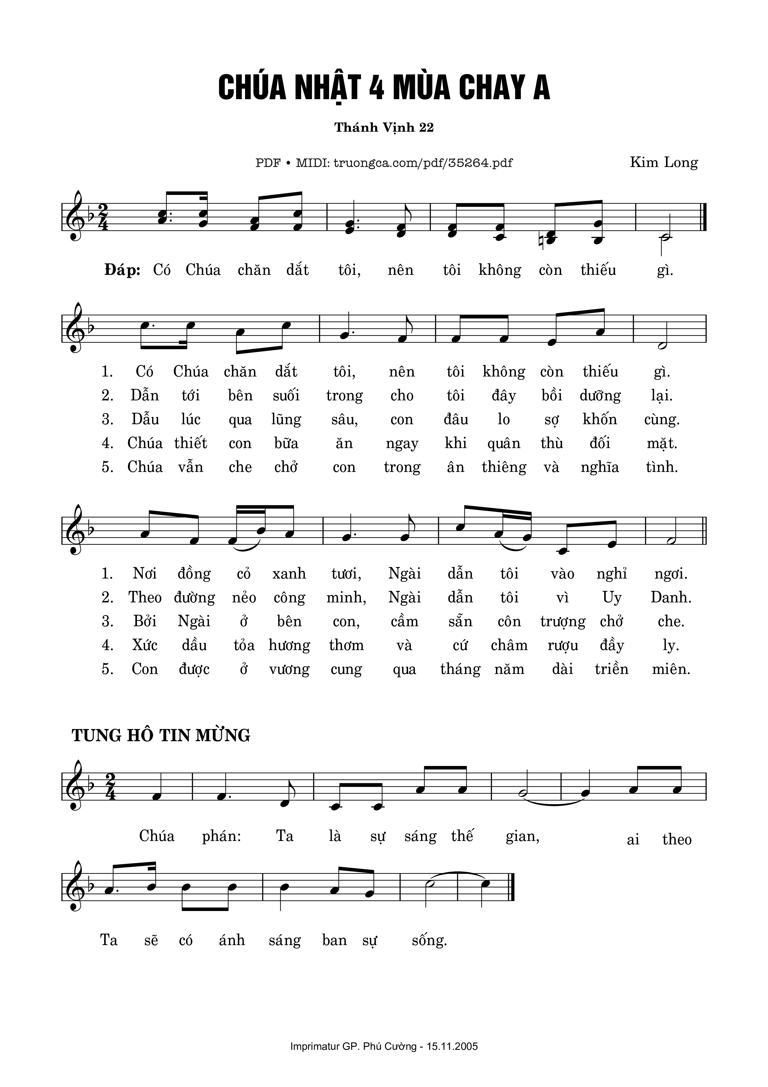 Page 1 of Sheet music PDF Thánh Vịnh 22, Chúa Nhật 4A Mùa Chay - Kim Long