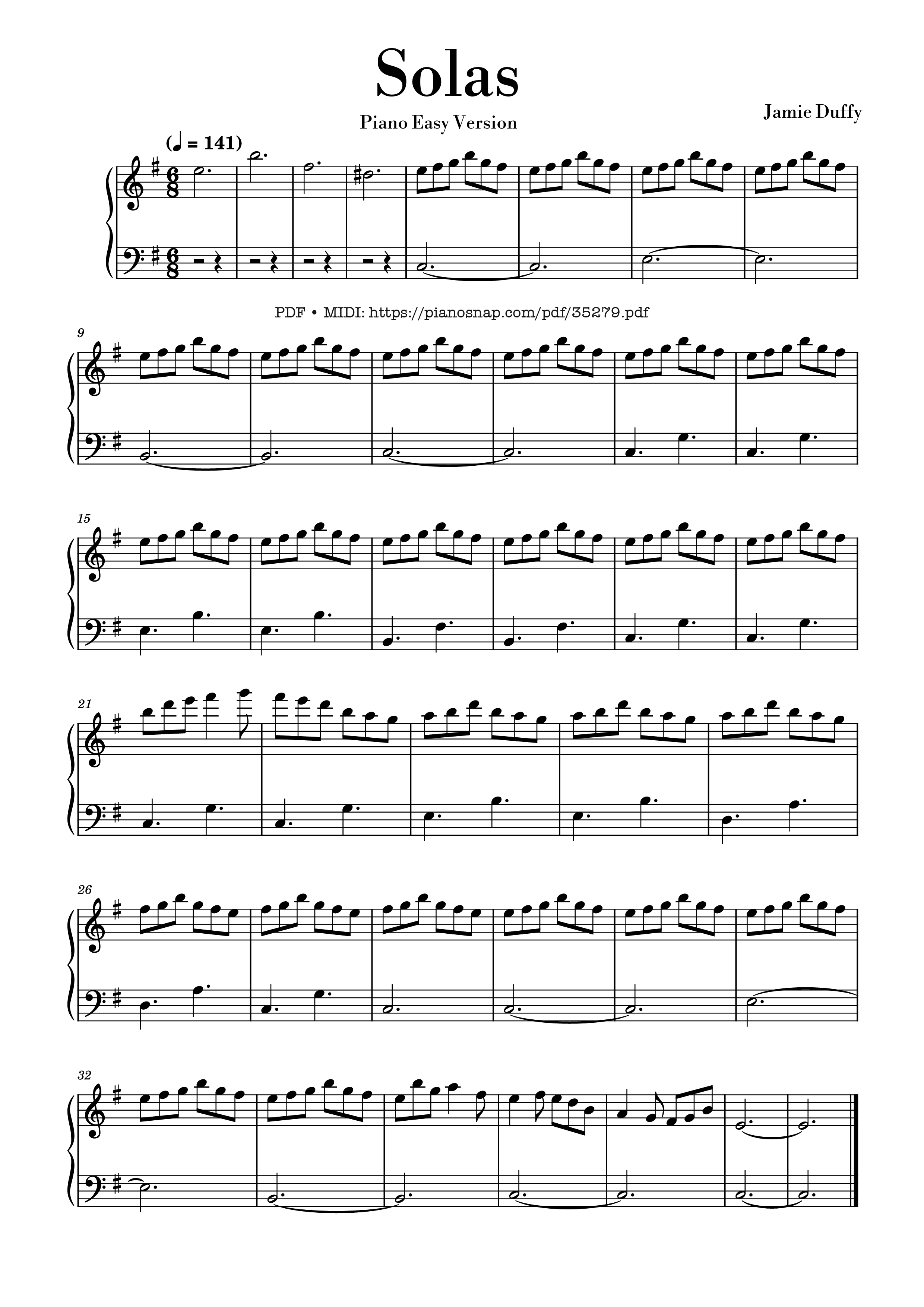 Page 1 of Sheet music PDF Piano Solas - Jamie Duffy Piano EASY - Jamie Duffy