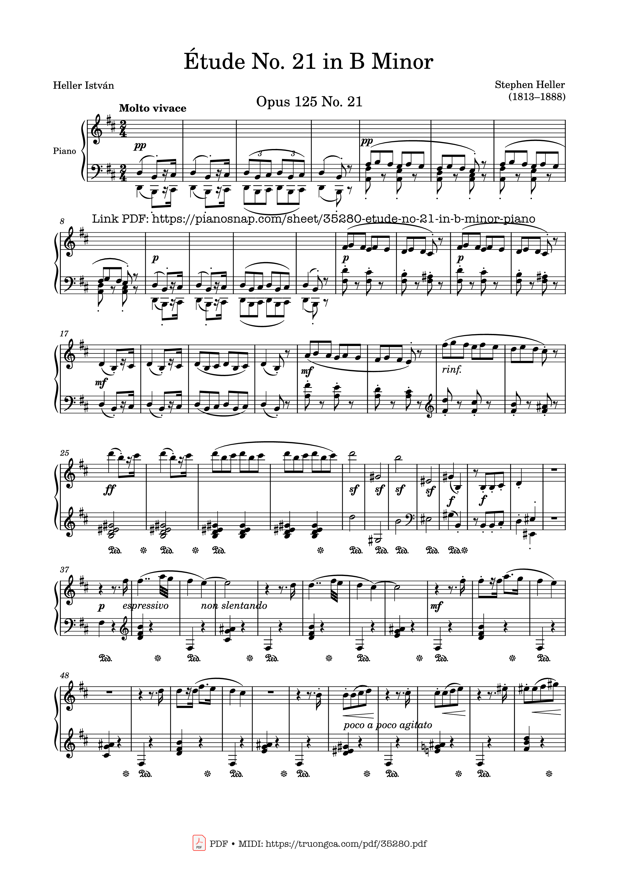 Page 1 of Sheet music PDF Piano Étude No. 21 in B Minor Piano - Stephen Heller