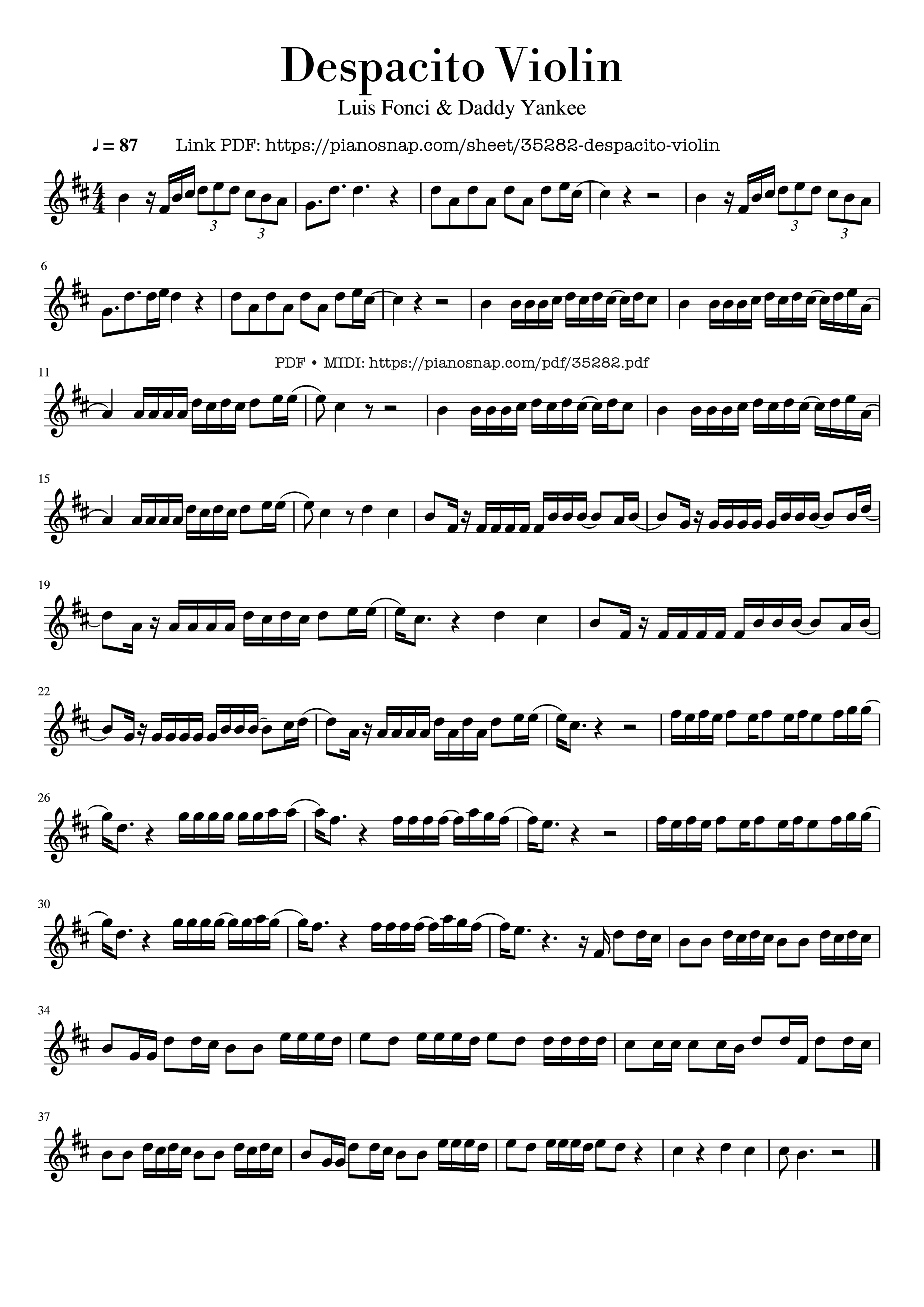 Page 1 of Sheet music PDF Despacito Violin - Luis Fonsi