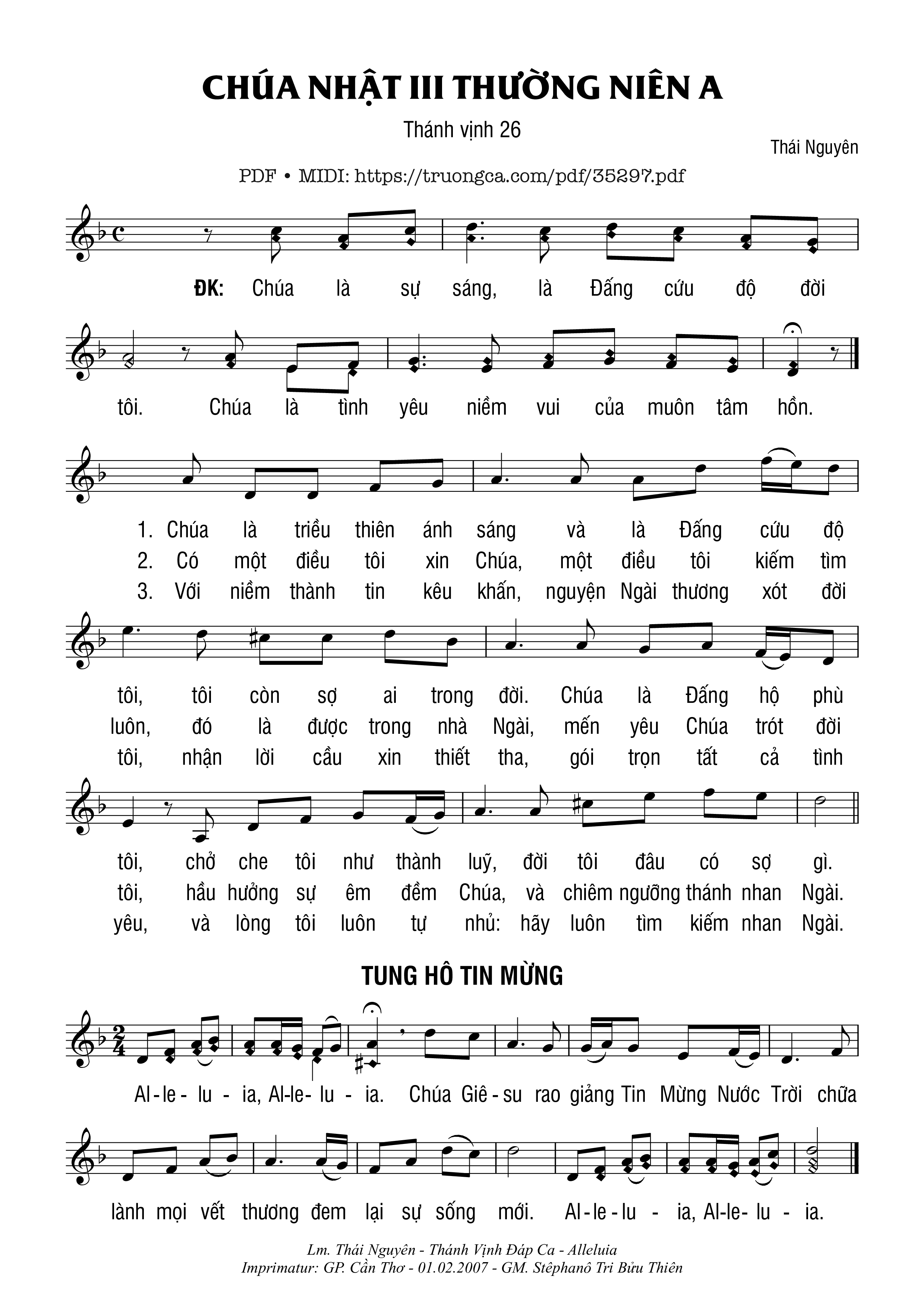 Page 1 of Sheet music PDF Thánh Vịnh 26, Chúa Nhật 3A Thường Niên - Thái Nguyên