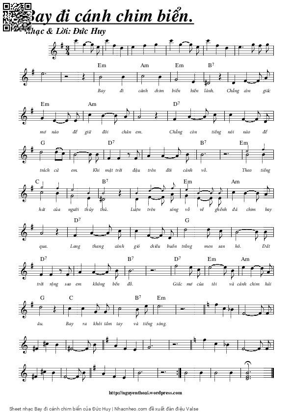 Sheet PDF of Bay đi cánh chim biển