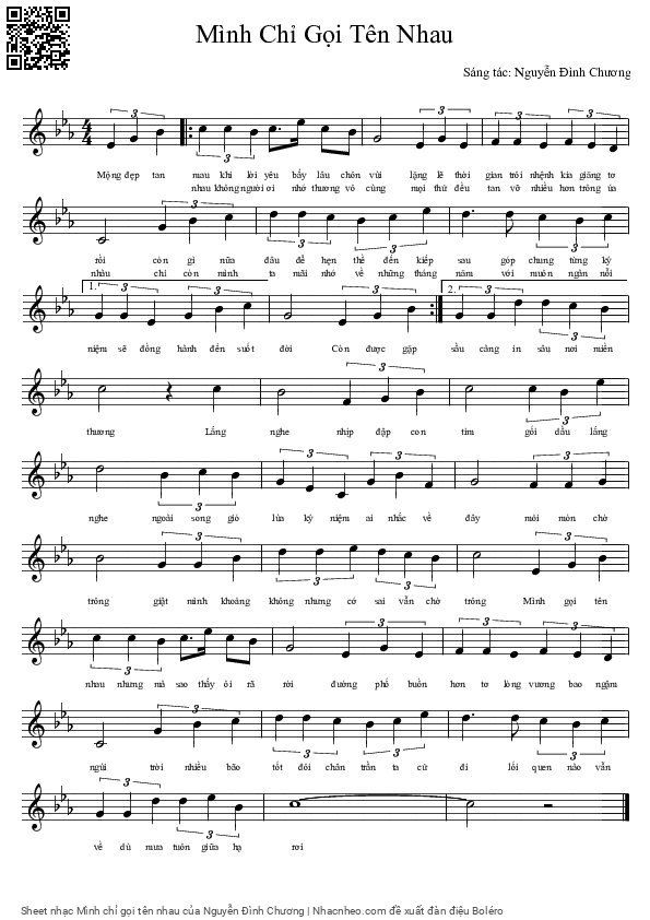 Sheet PDF of Mình chỉ gọi tên nhau