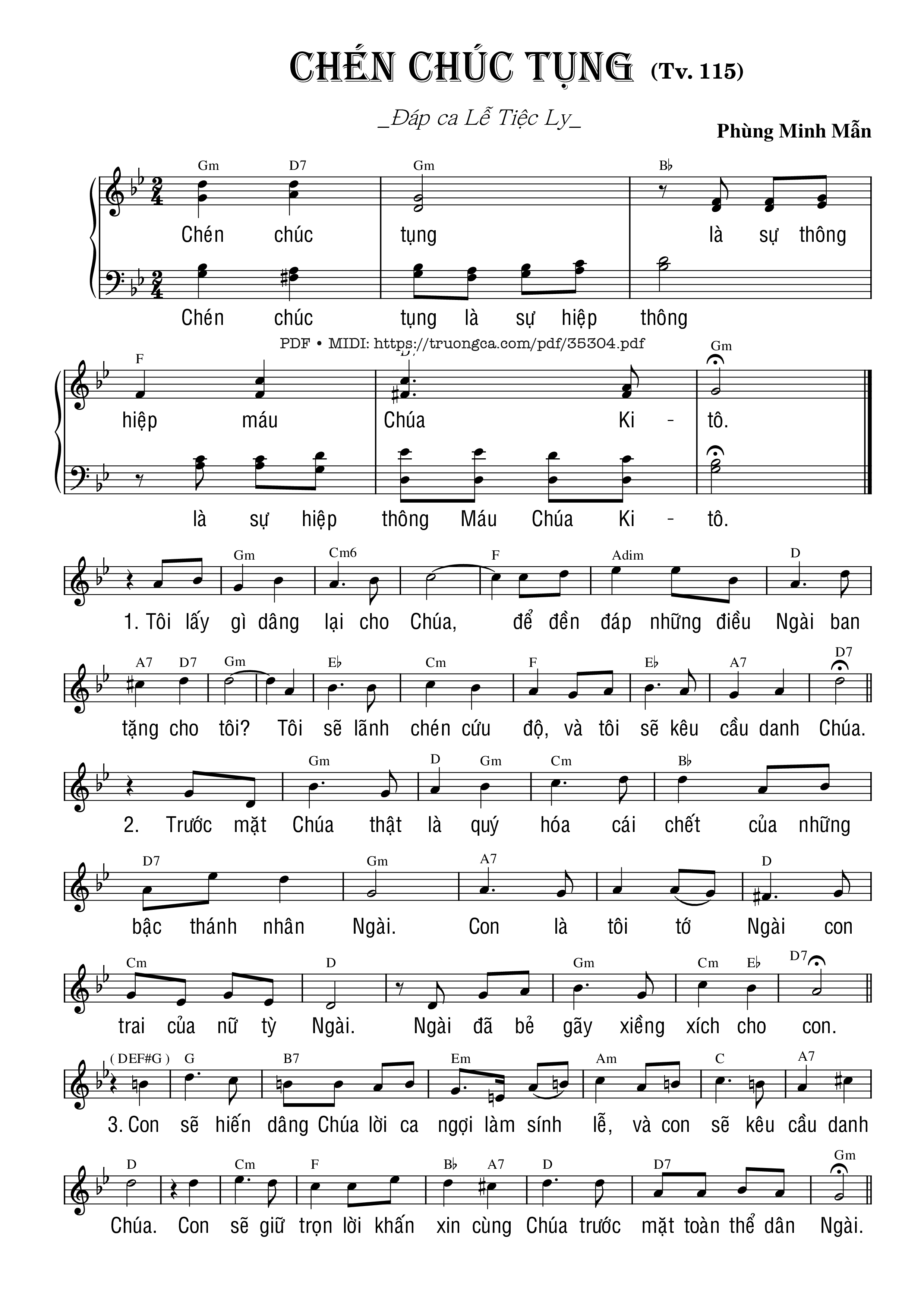Page 1 of Sheet music PDF Thánh Vịnh 115, Chén Chúc Tụng - Phùng Minh Mẫn