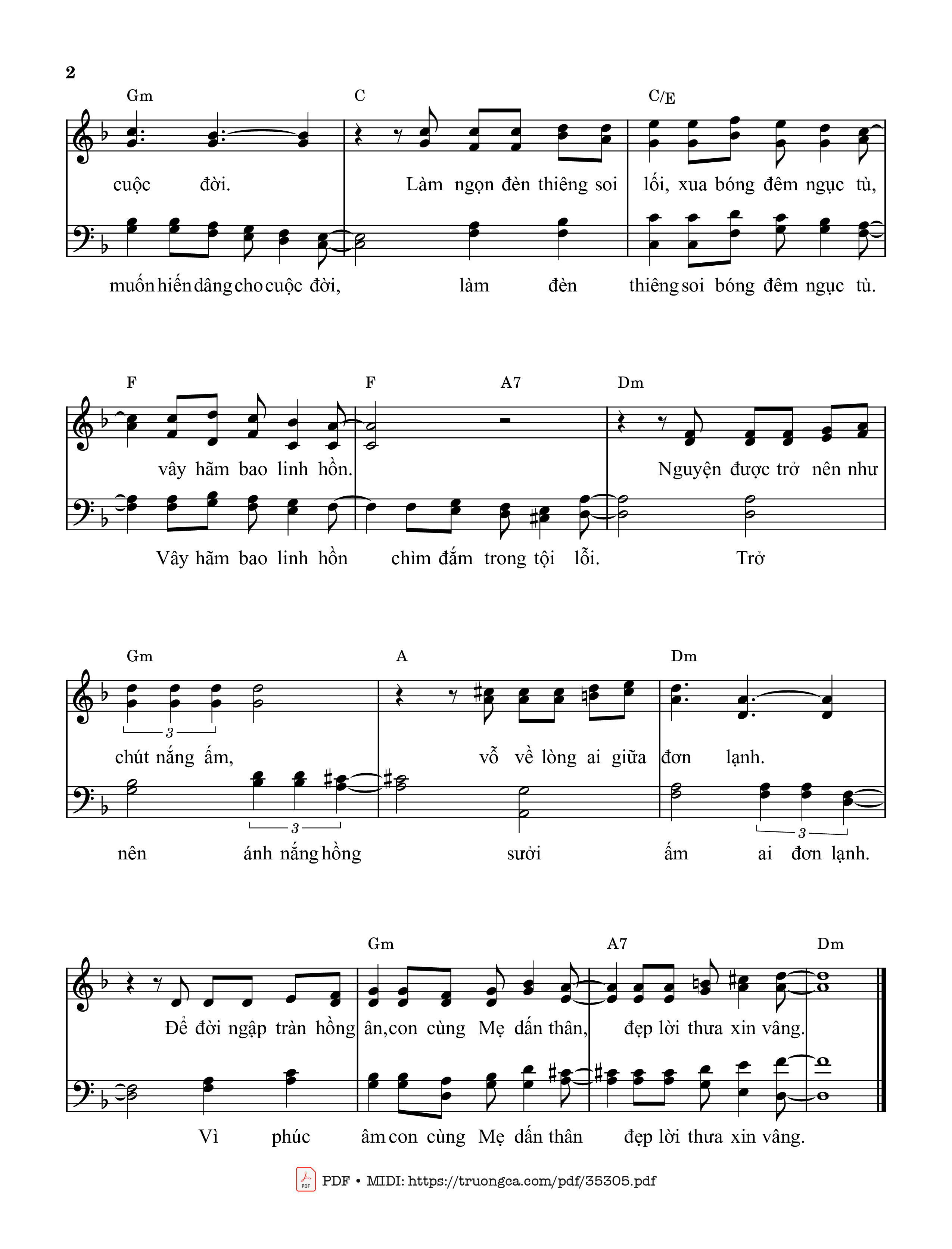 Page 2 of Sheet music PDF Đẹp Lời Thưa Xin Vâng - Phùng Minh Mẫn