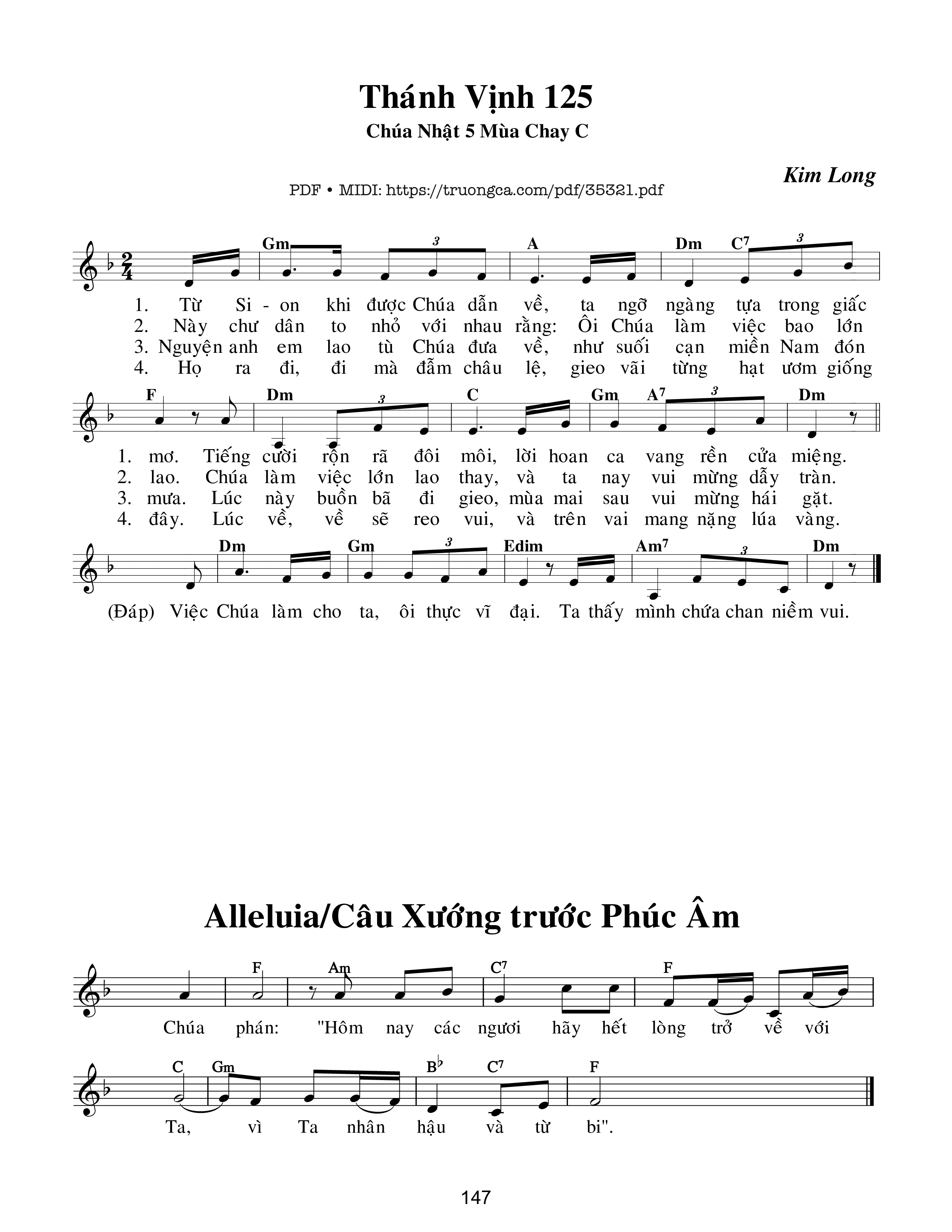 Page 1 of Sheet music PDF Thánh Vịnh 117, Vọng Phục Sinh Bài Thánh Thư - Kim Long