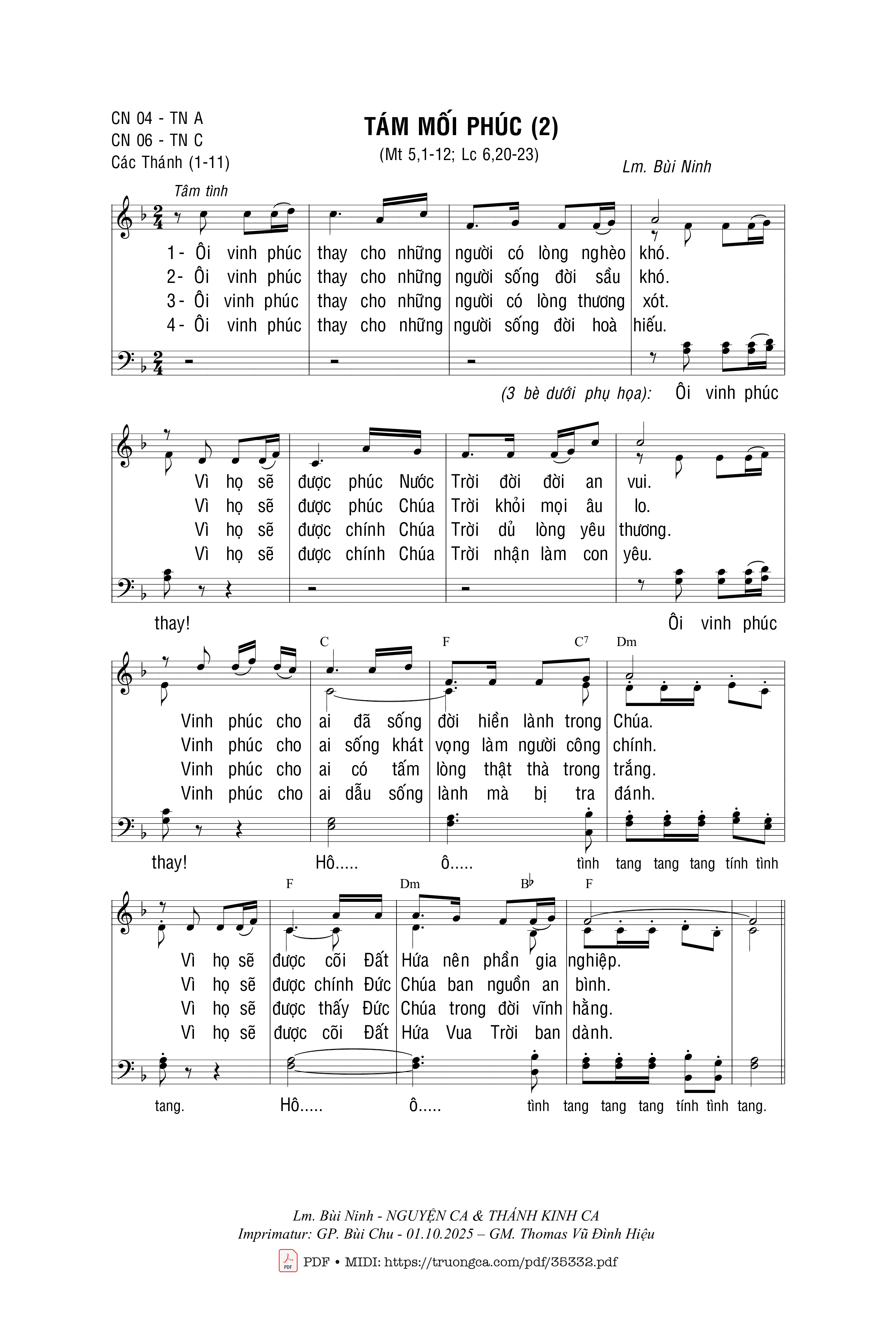 Page 2 of Sheet music PDF Tám Mối Phúc - Bùi Ninh