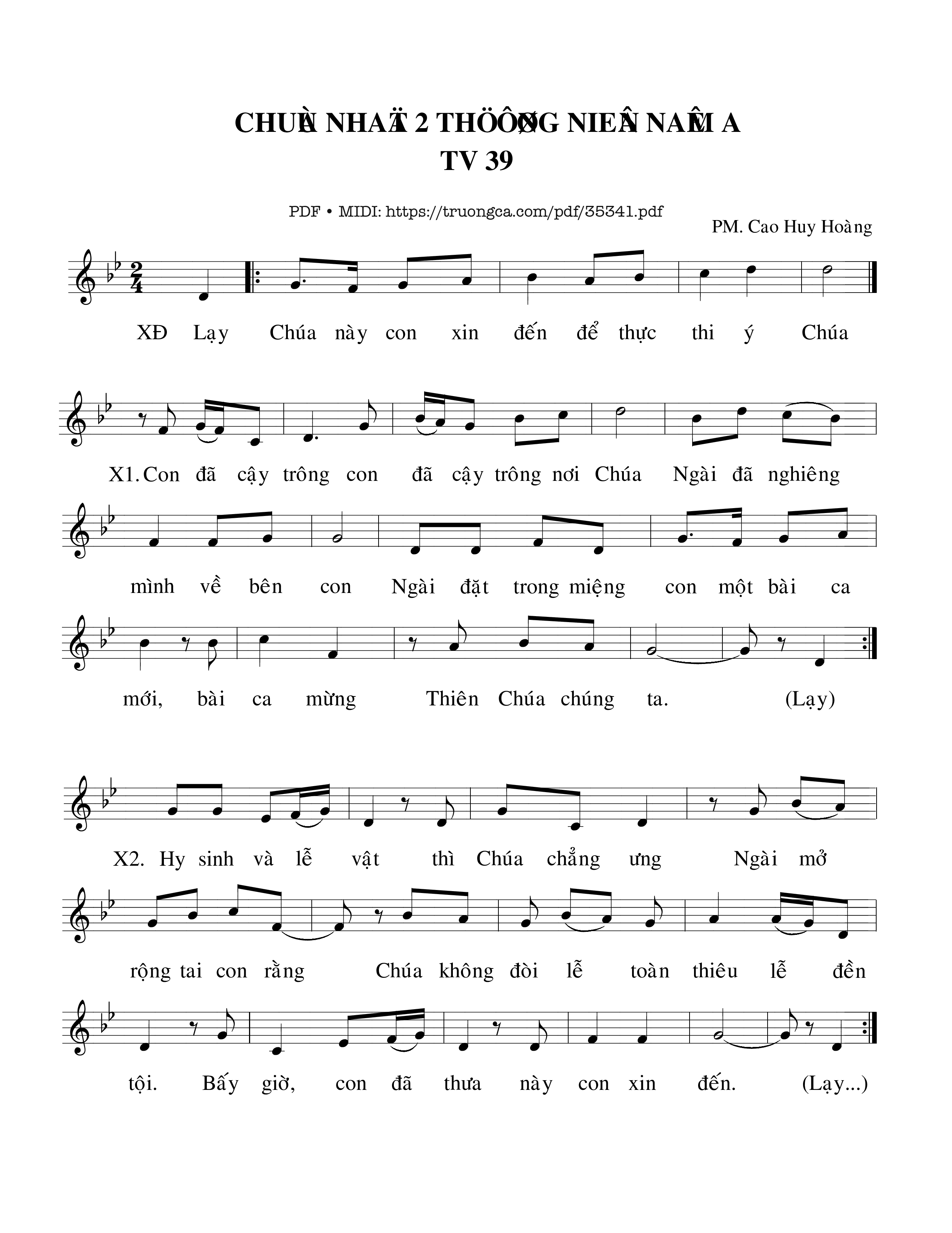 Page 1 of Sheet music PDF Thánh Vịnh 39, Chúa Nhật 2A Thường Niên - Cao Huy Hoàng