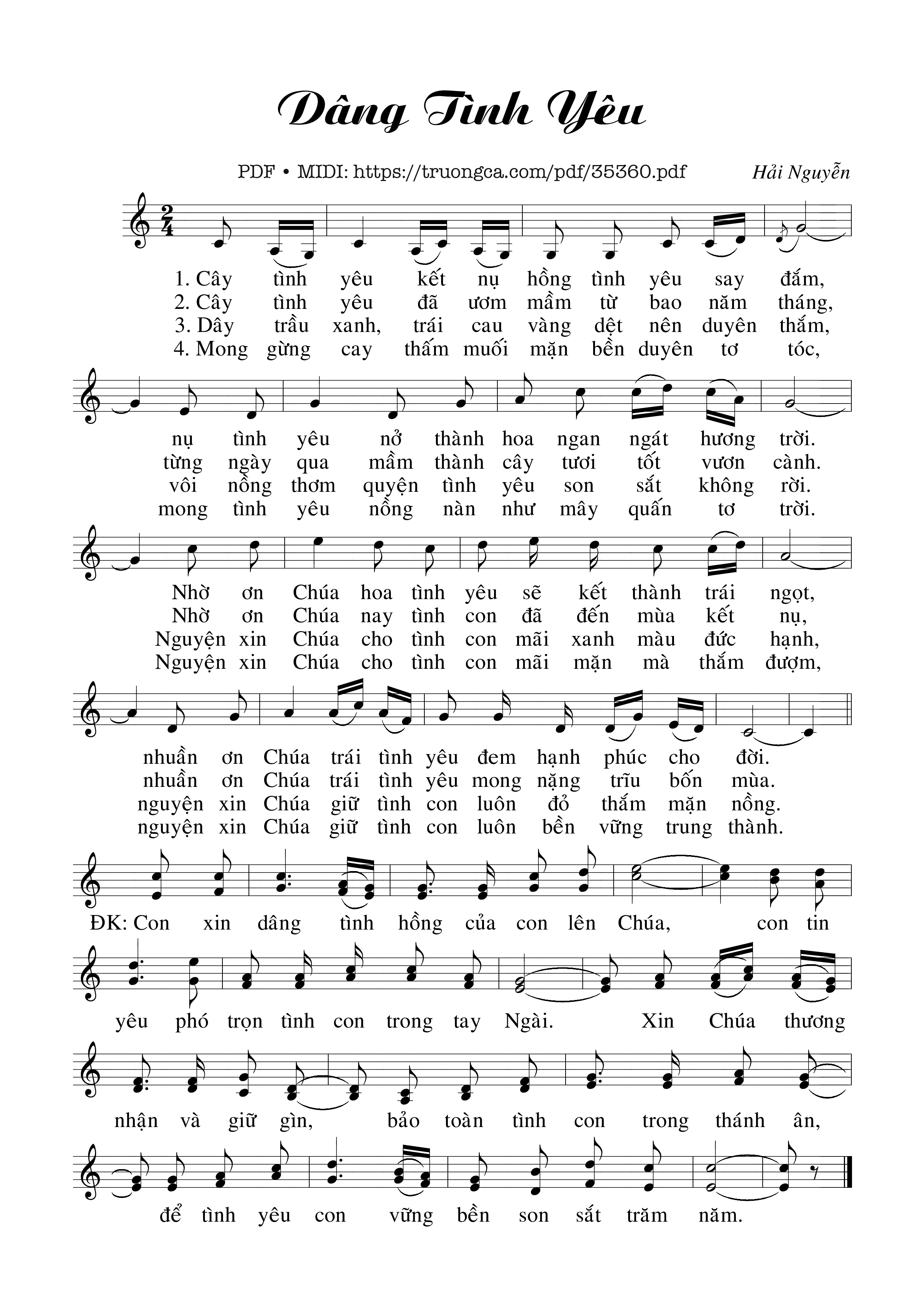 Page 1 of Sheet music PDF Dâng Tình Yêu - Hải Nguyễn