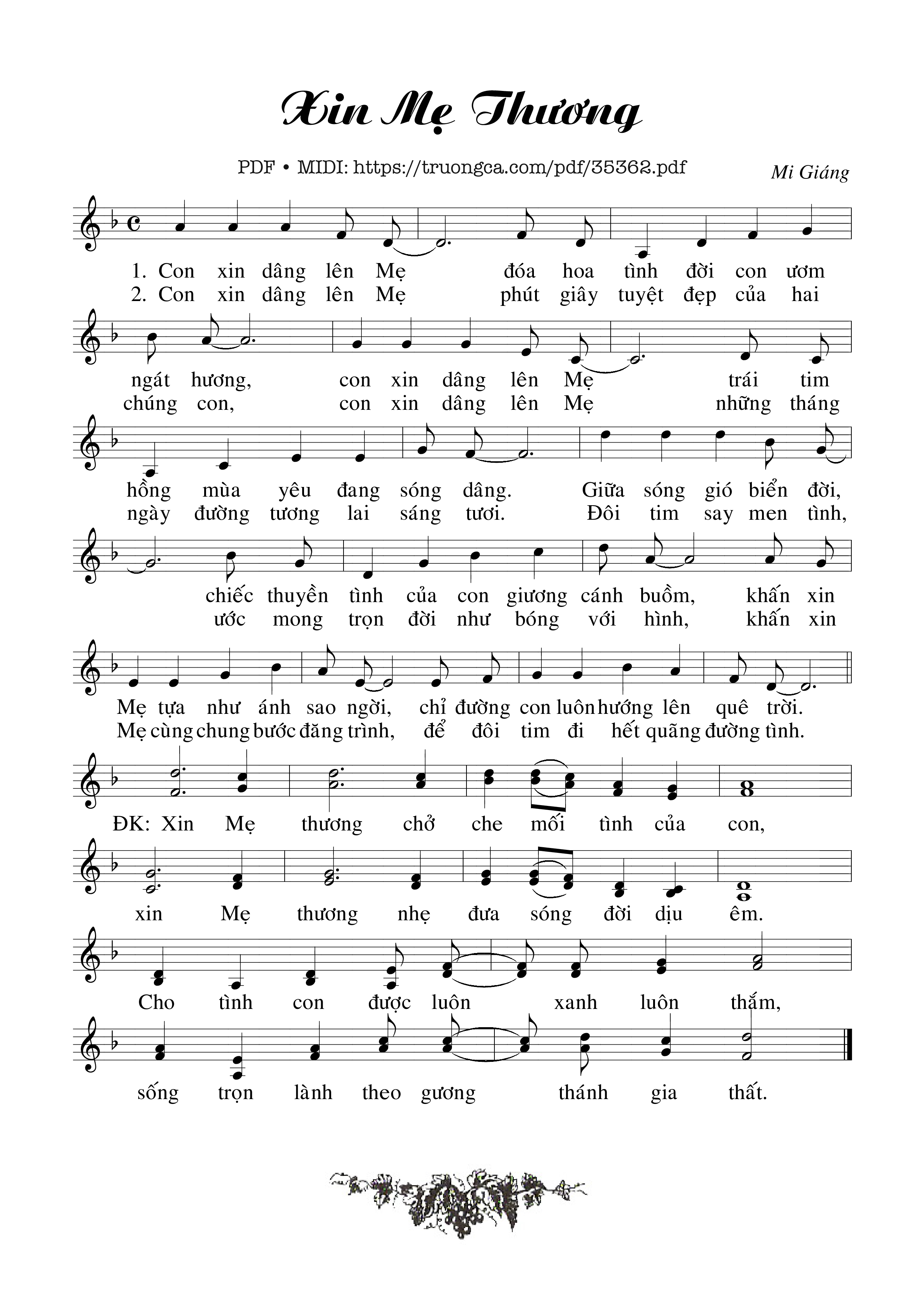 Page 1 of Sheet music PDF Xin Mẹ Thương - Hải Nguyễn