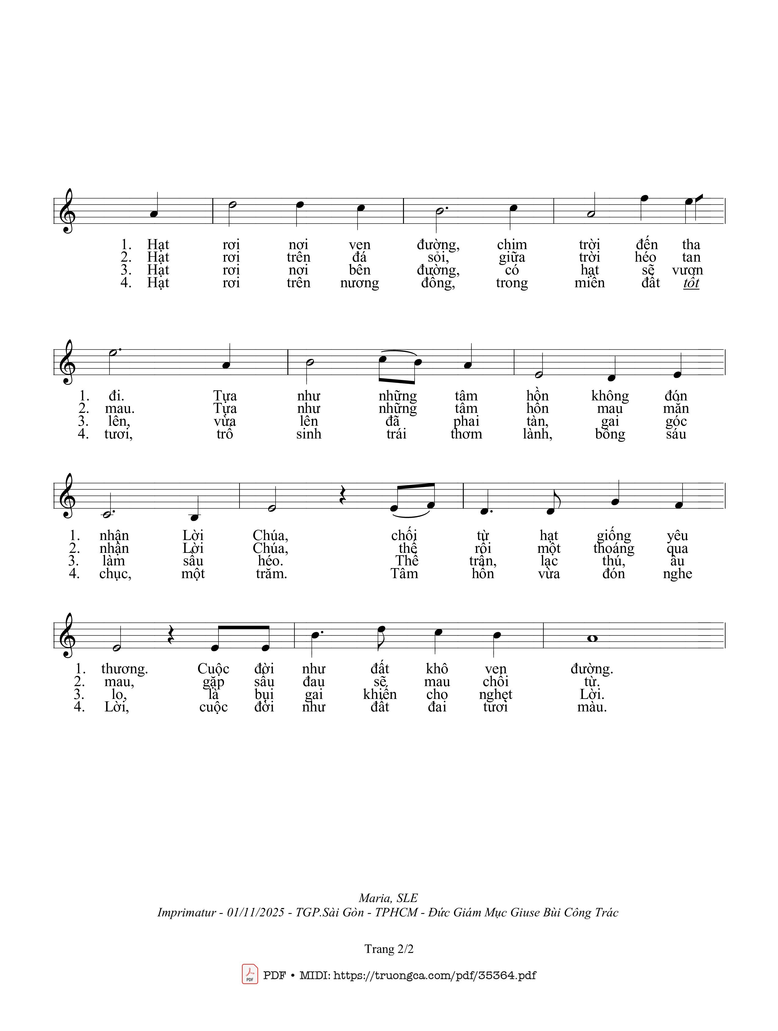 Page 2 of Sheet music PDF Người Đi Gieo Giống - Sr. Maria, Sle