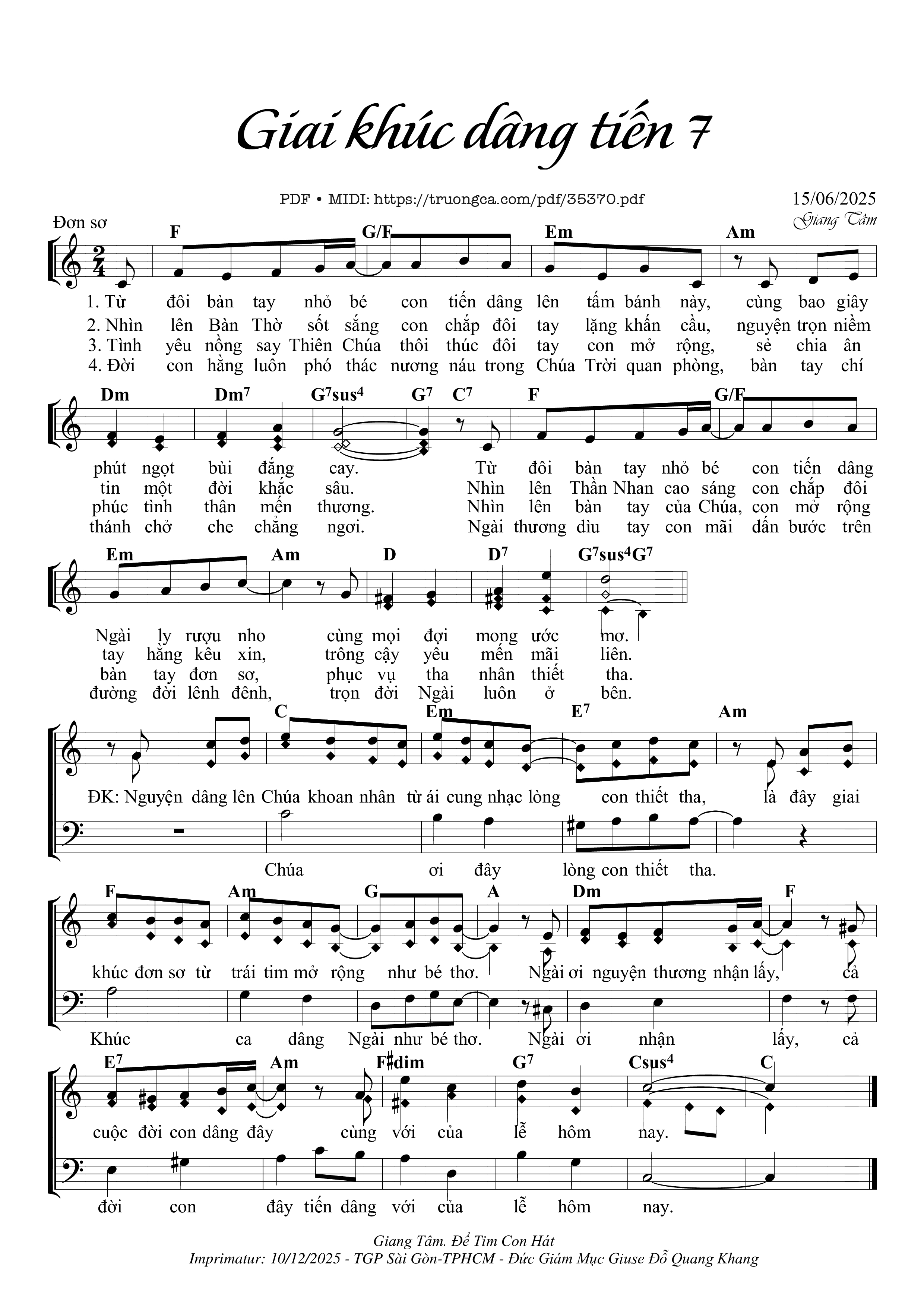 Page 1 of Sheet music PDF Giai khúc dâng tiến 7 - Giang Tâm