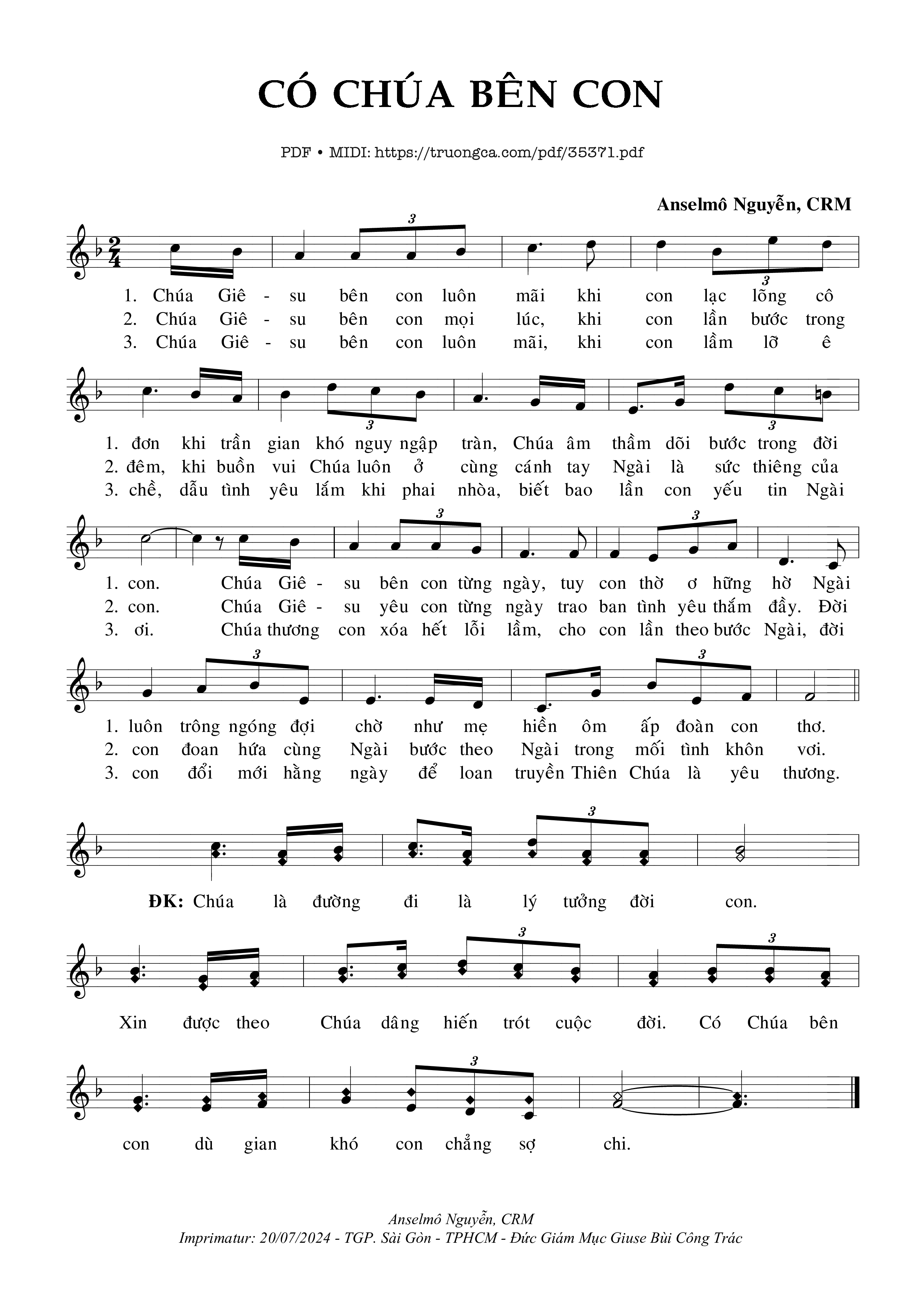 Page 1 of Sheet music PDF Có Chúa Bên Con - Anselmô Nguyễn, Crm