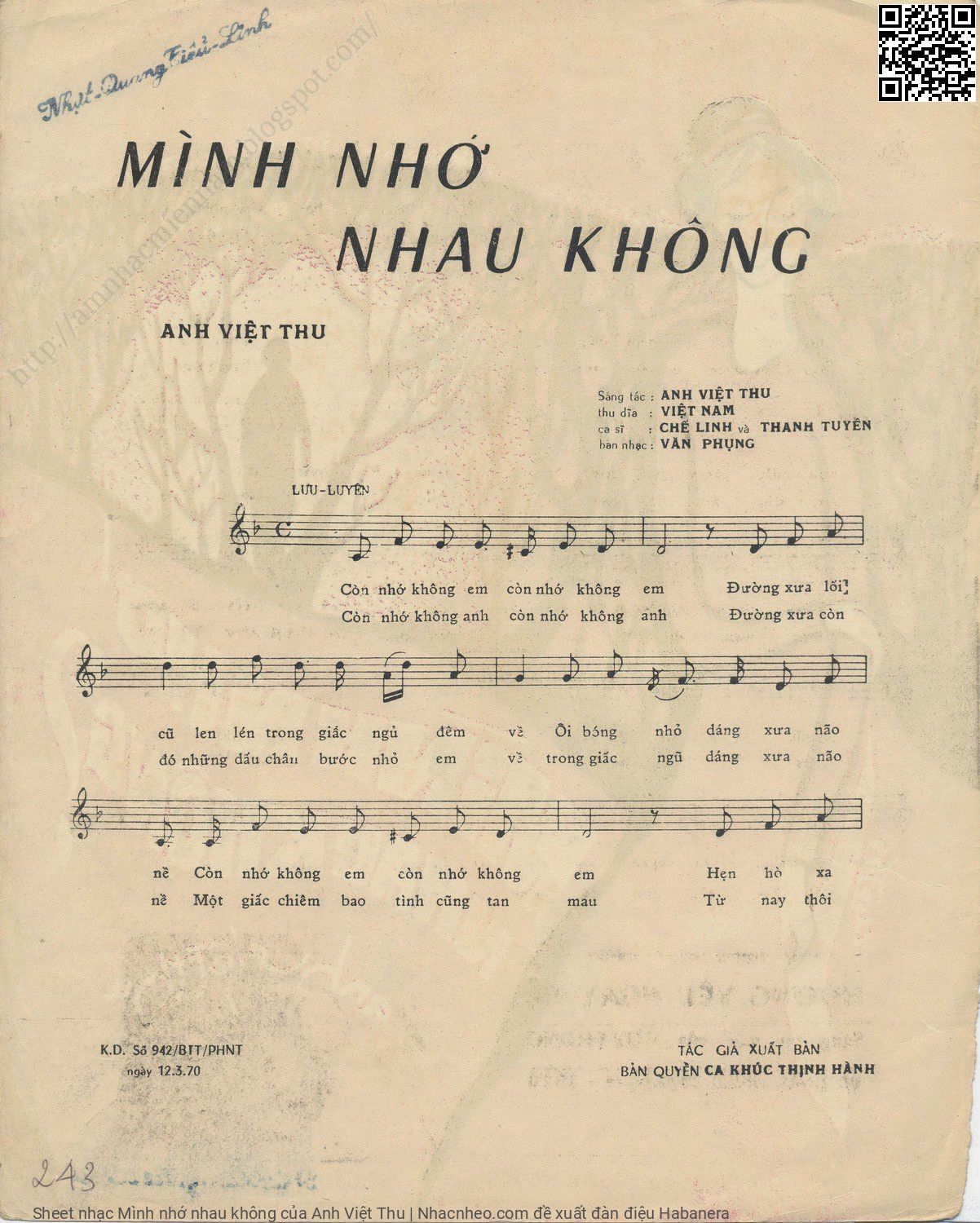 Page 2 of Sheet music PDF Mình nhớ nhau không - Anh Việt Thu