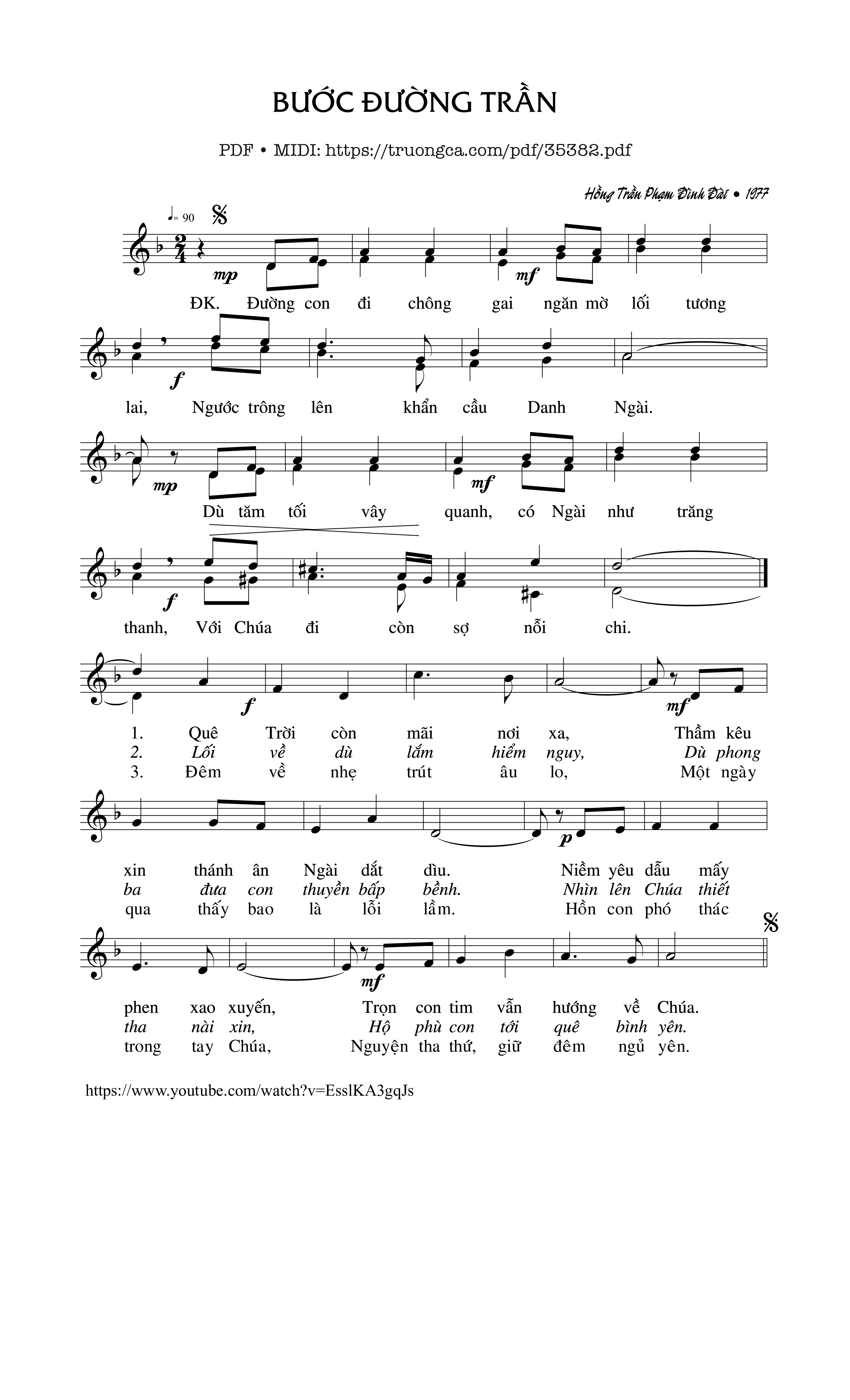Page 1 of Sheet music PDF Bước Đường Trần - Hồng Trần Phạm Đình Đài
